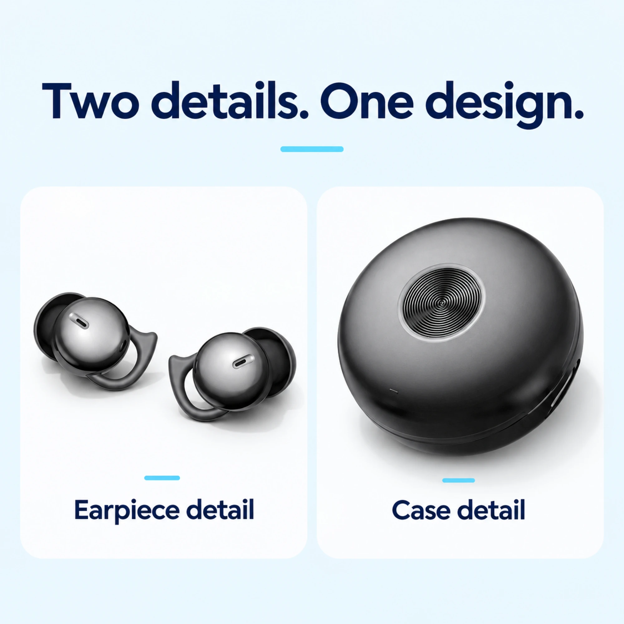 Black Loop-Stabilizer Wireless Earbuds — design details
