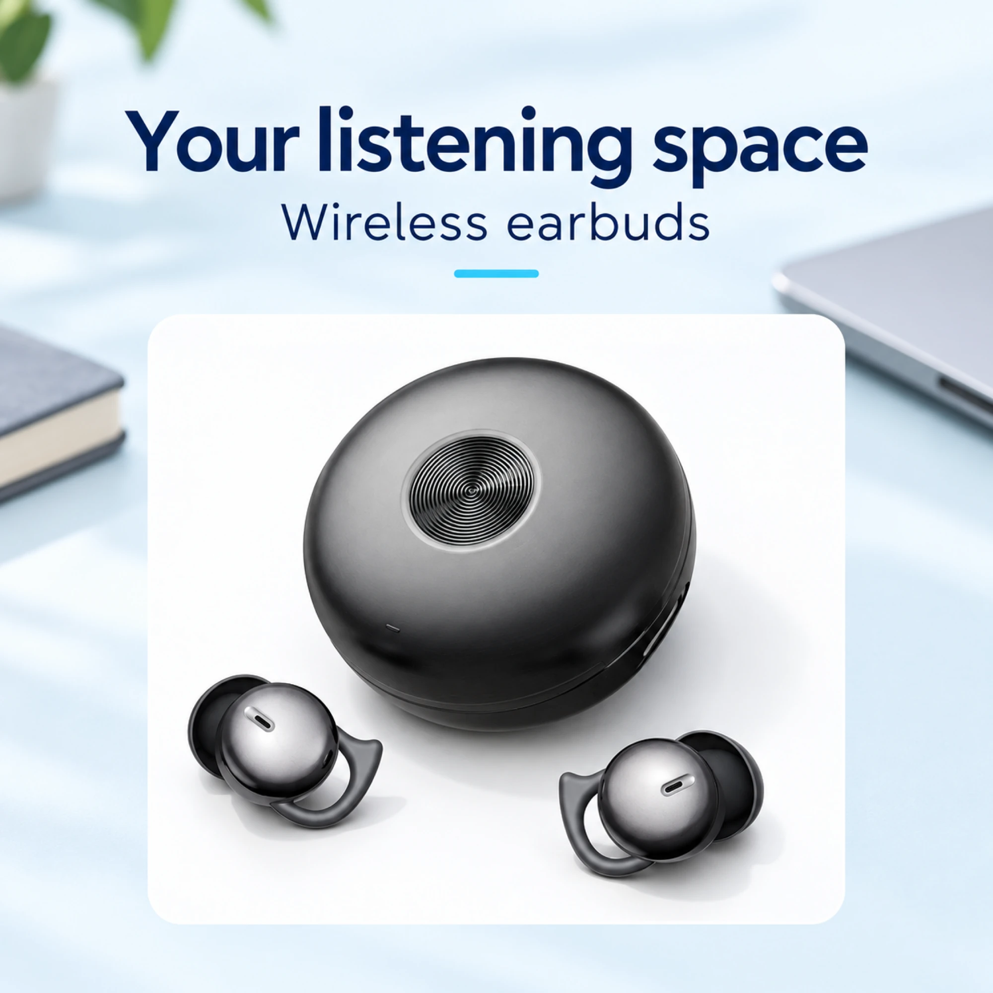 Black Loop-Stabilizer Wireless Earbuds — lifestyle