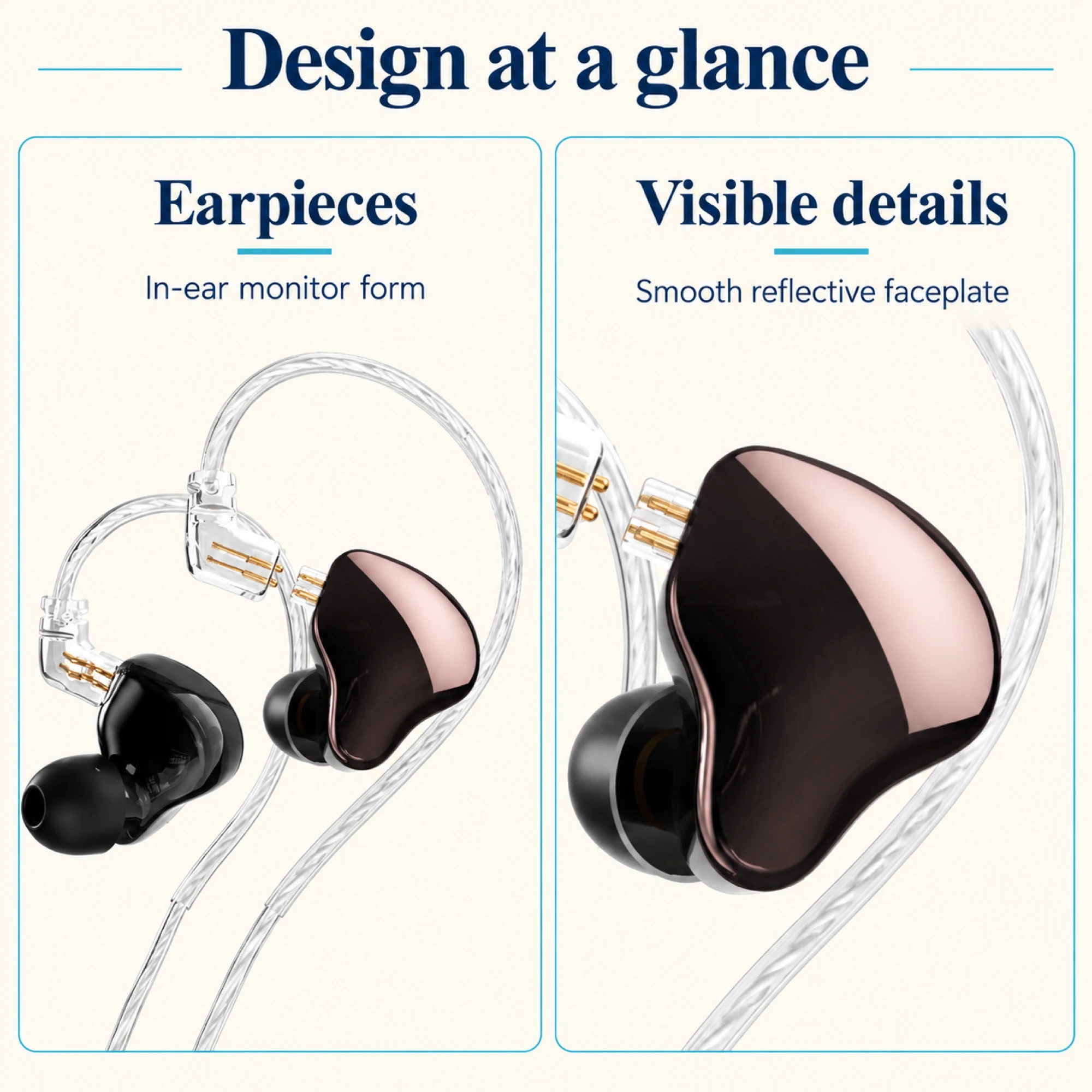 MN Rose-Metallic Detachable In-Ear Monitors — design details