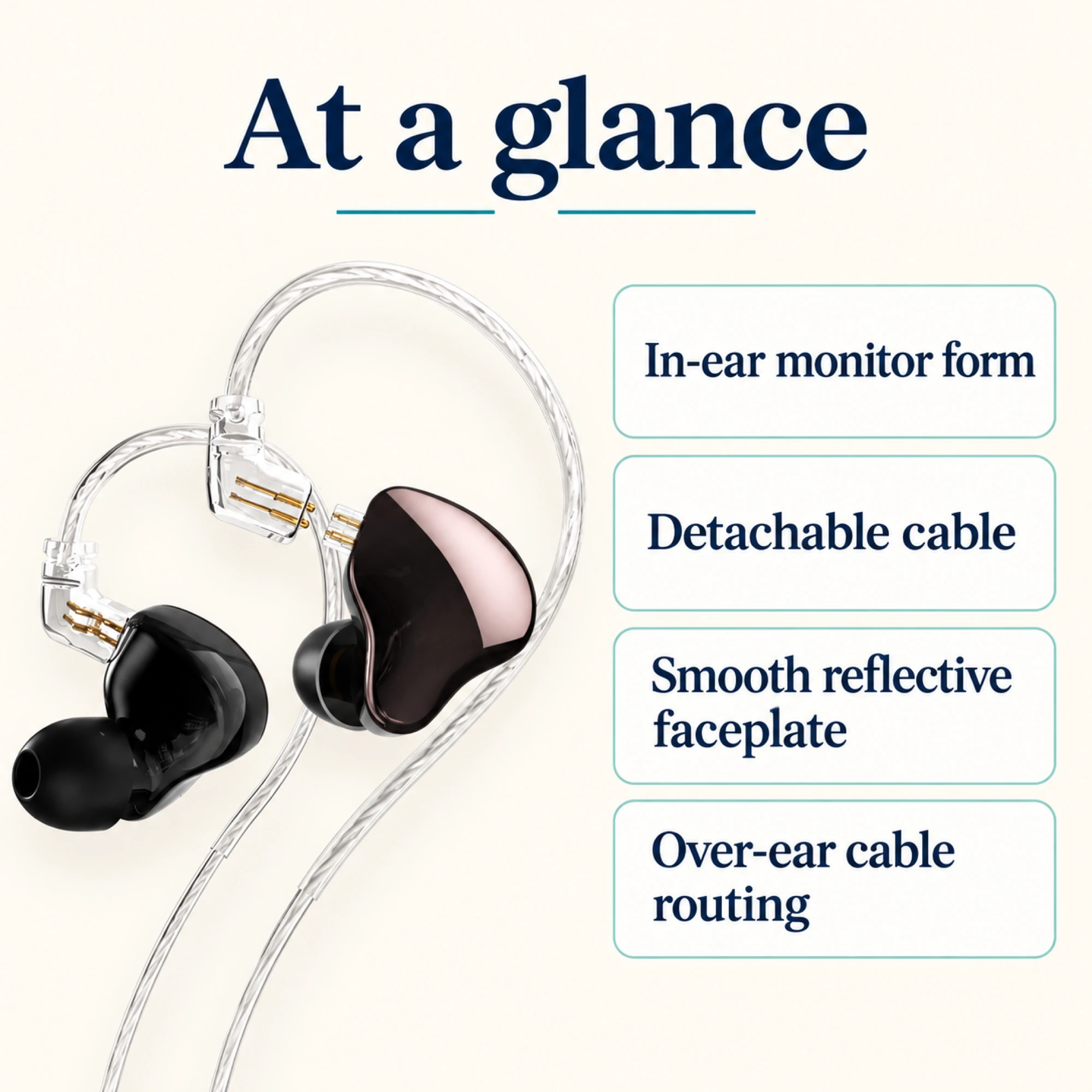 MN Rose-Metallic Detachable In-Ear Monitors — at a glance