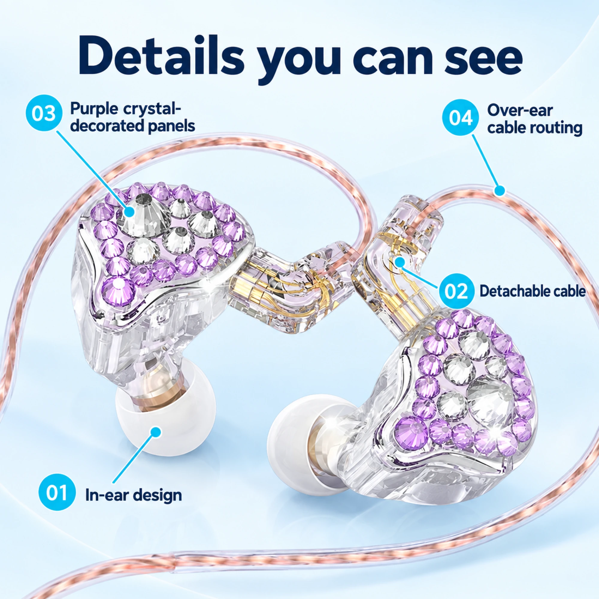 Q2 Pro Purple Crystal In-Ear Monitors — alternate view