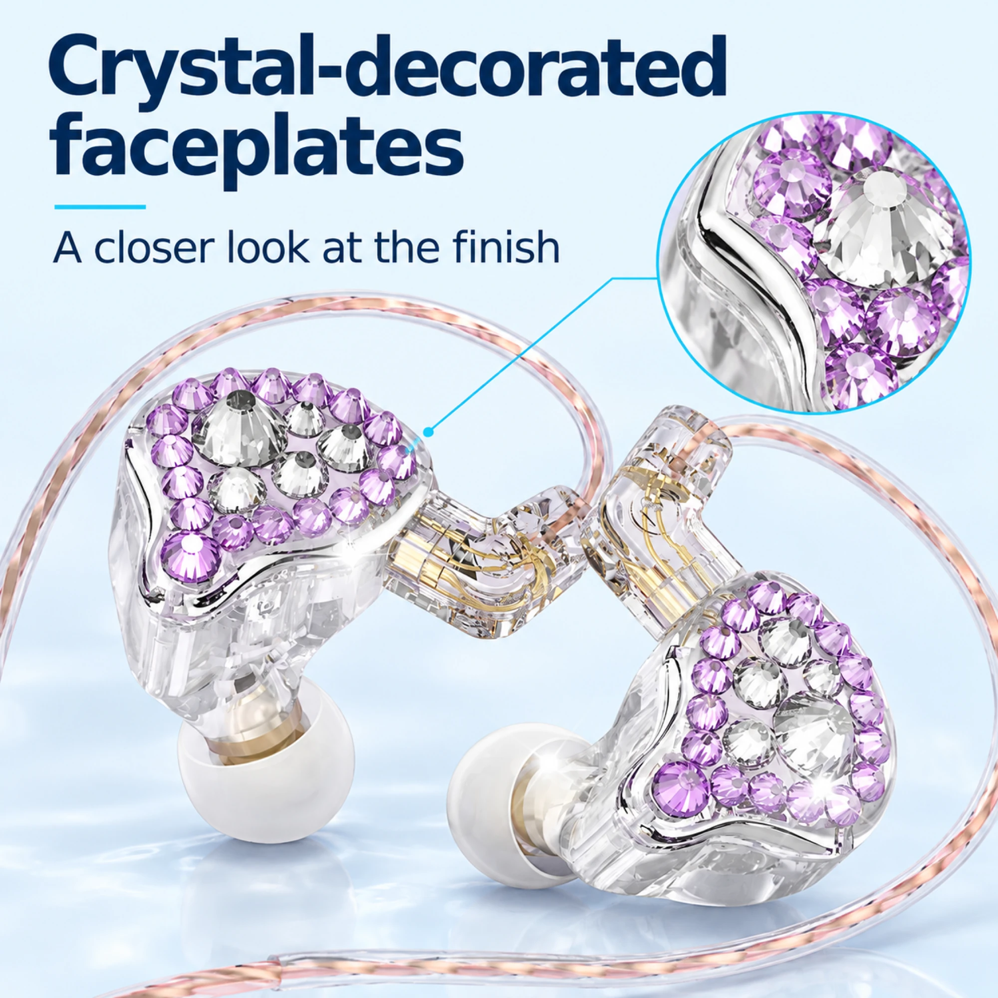 Q2 Pro Purple Crystal In-Ear Monitors — surface detail