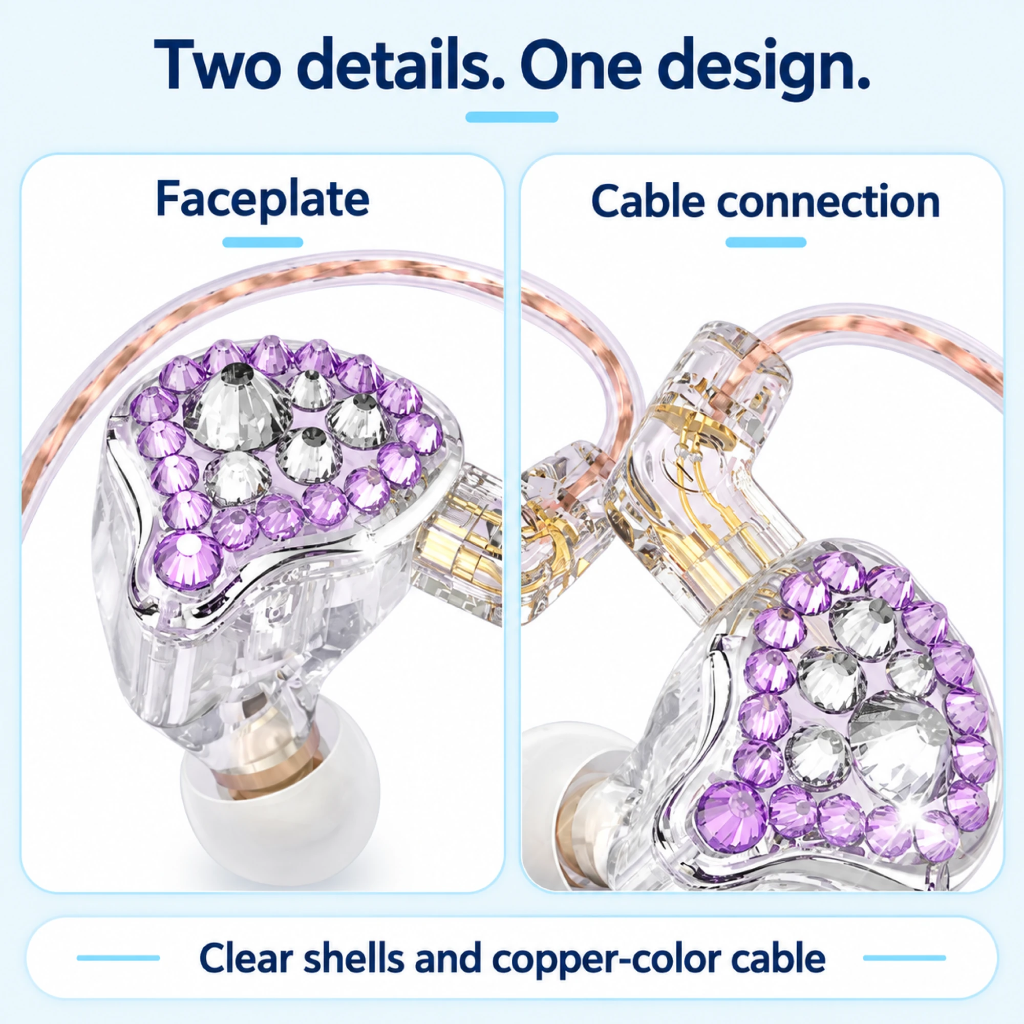 Q2 Pro Purple Crystal In-Ear Monitors — design details