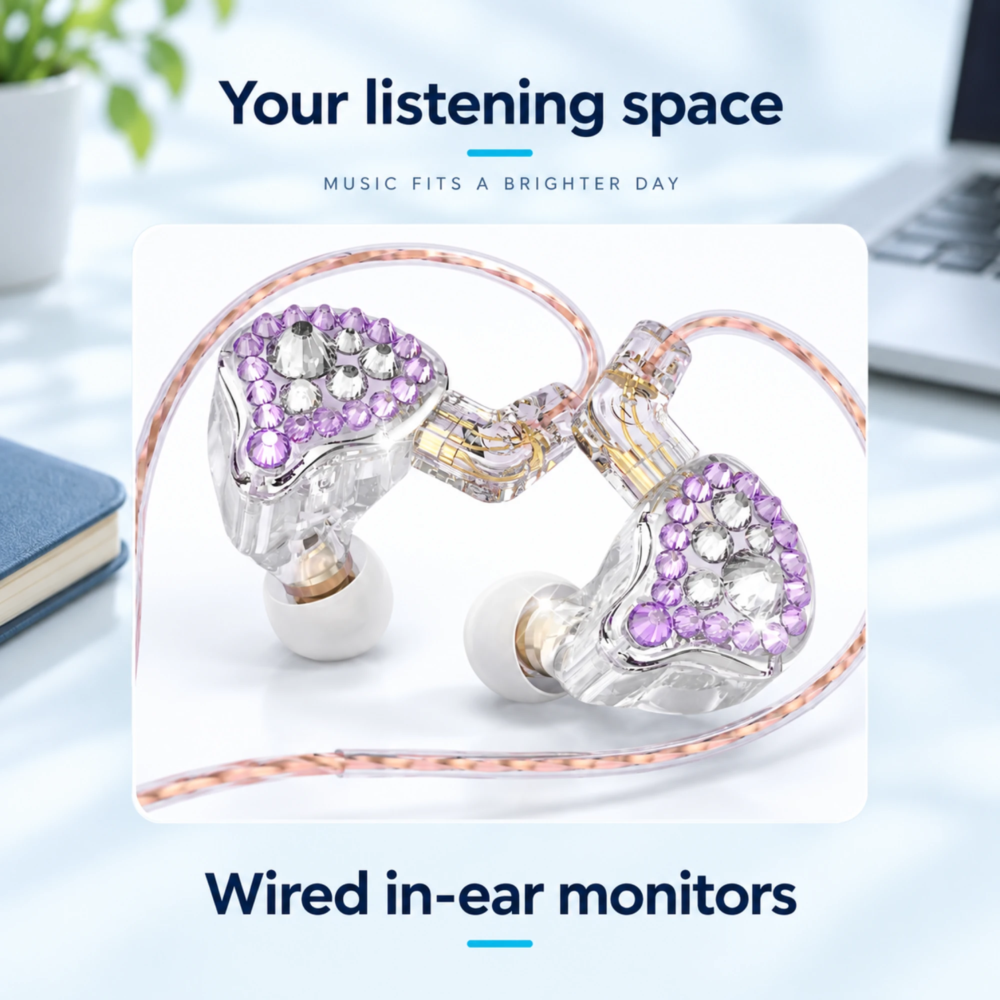 Q2 Pro Purple Crystal In-Ear Monitors — lifestyle