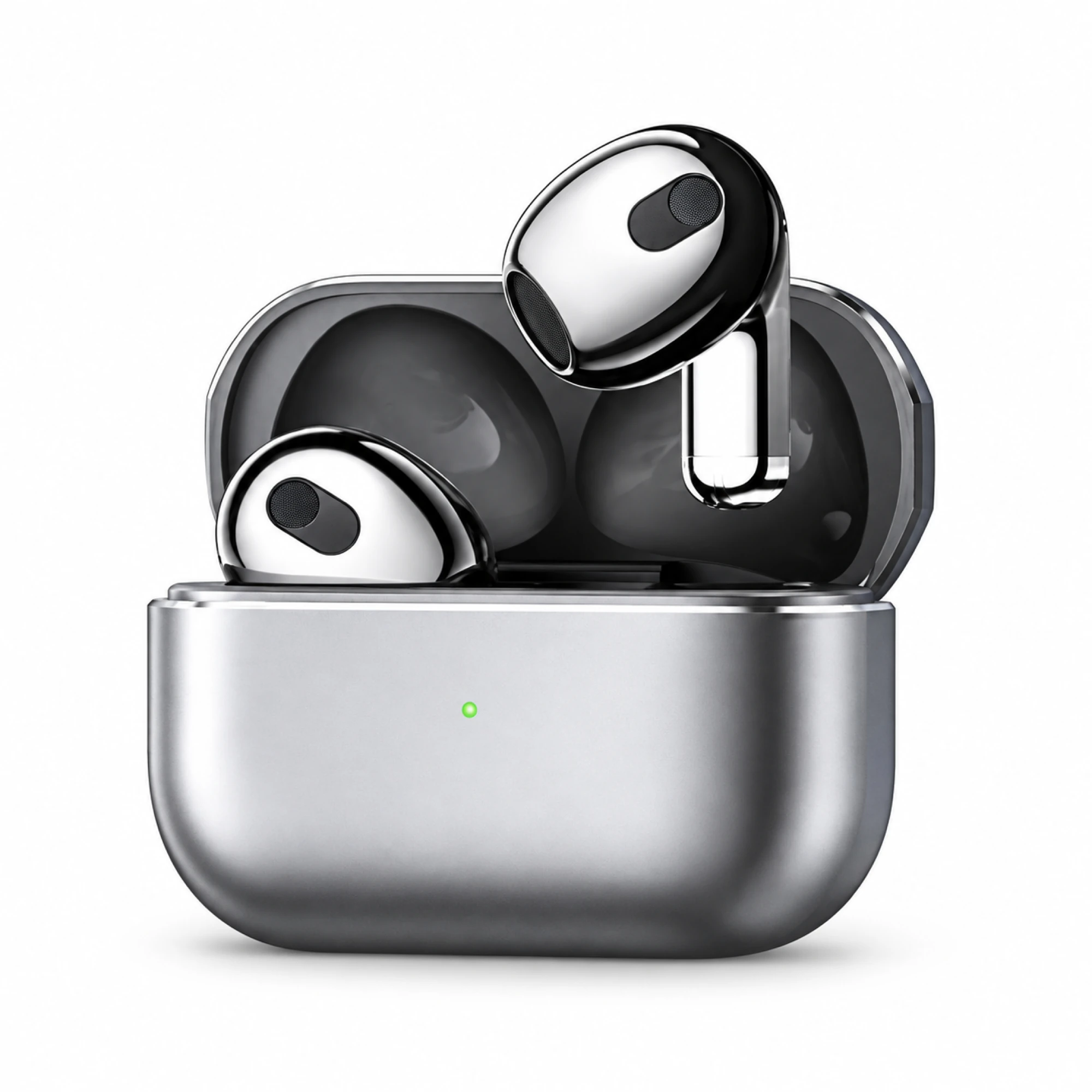 Silver Short-Stem Wireless Earbuds