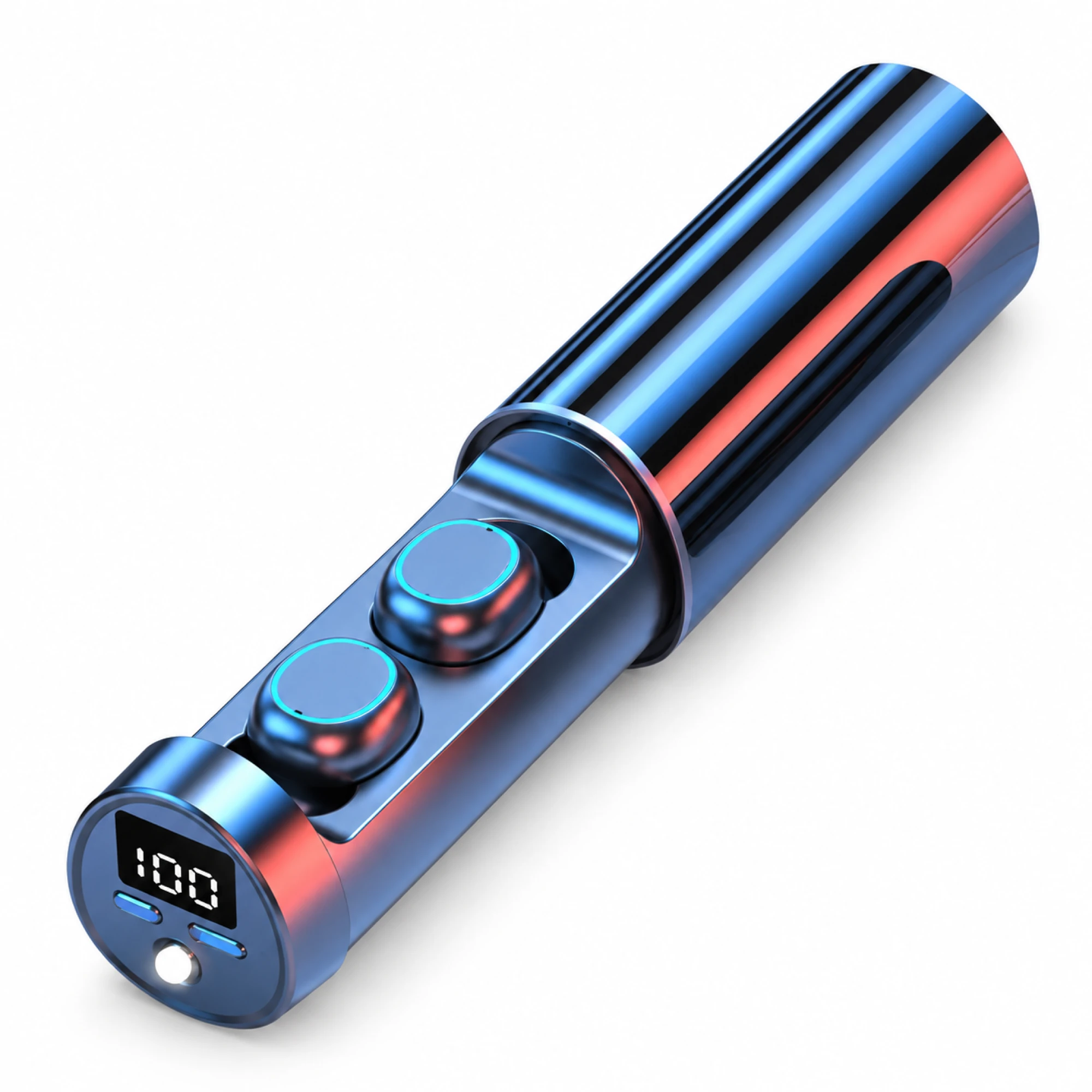 BLUE CYLINDER-CASE WIRELESS EARBUDS photo