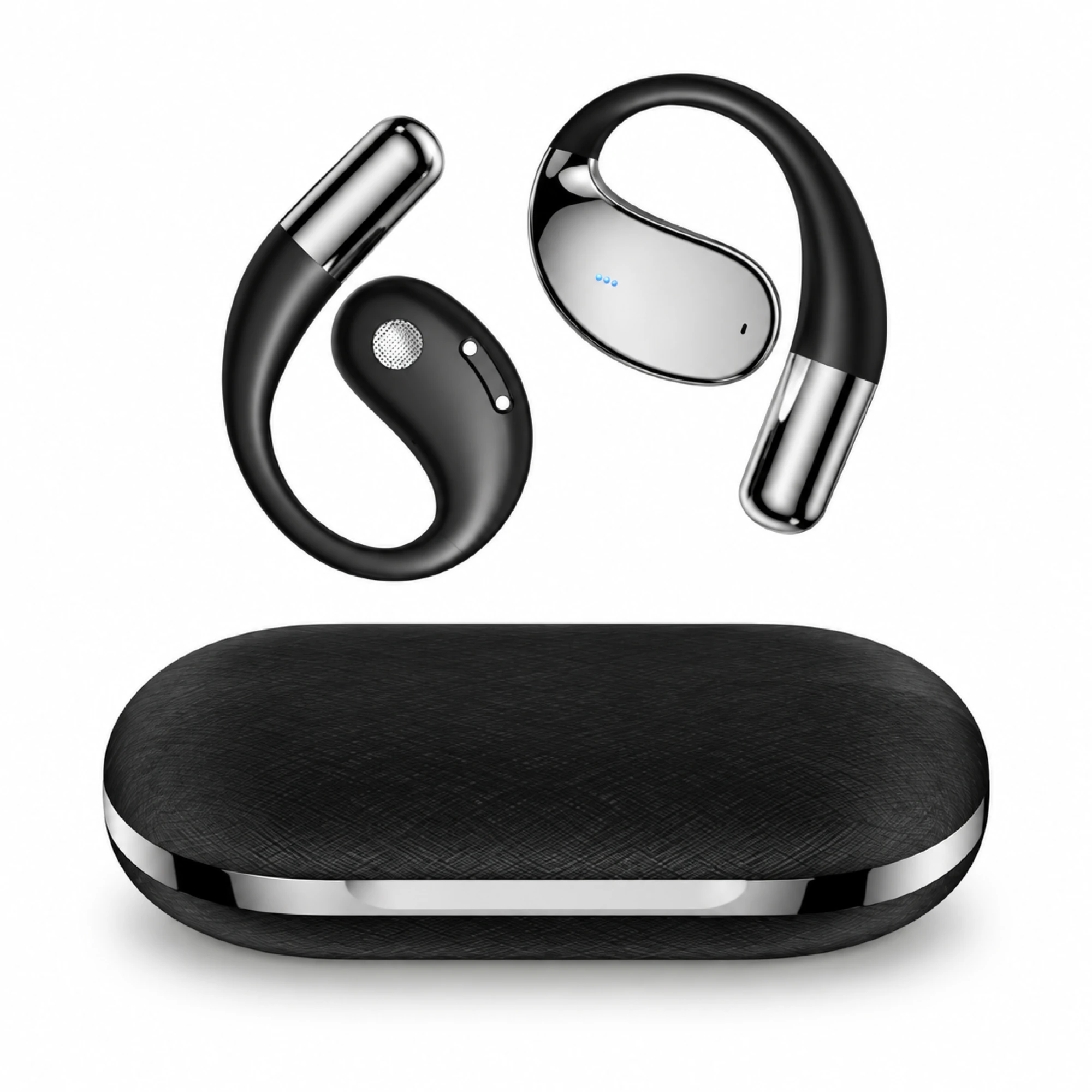 Mirror Silver Open-Ear Earbuds