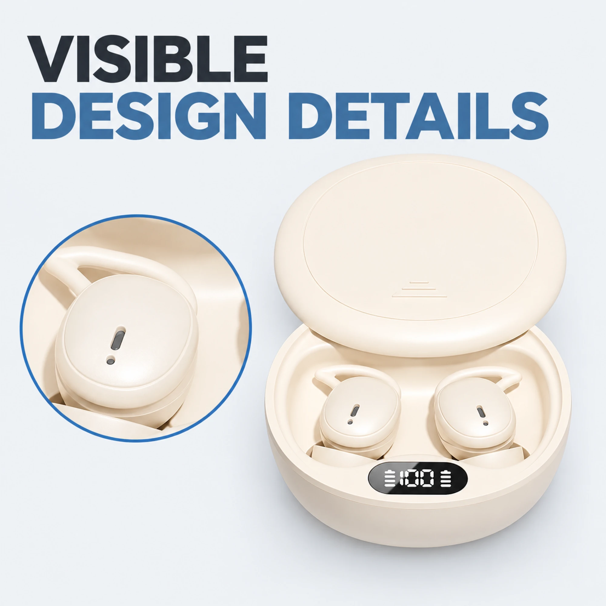 Cream Oval-Loop Sleep Earbuds — surface detail