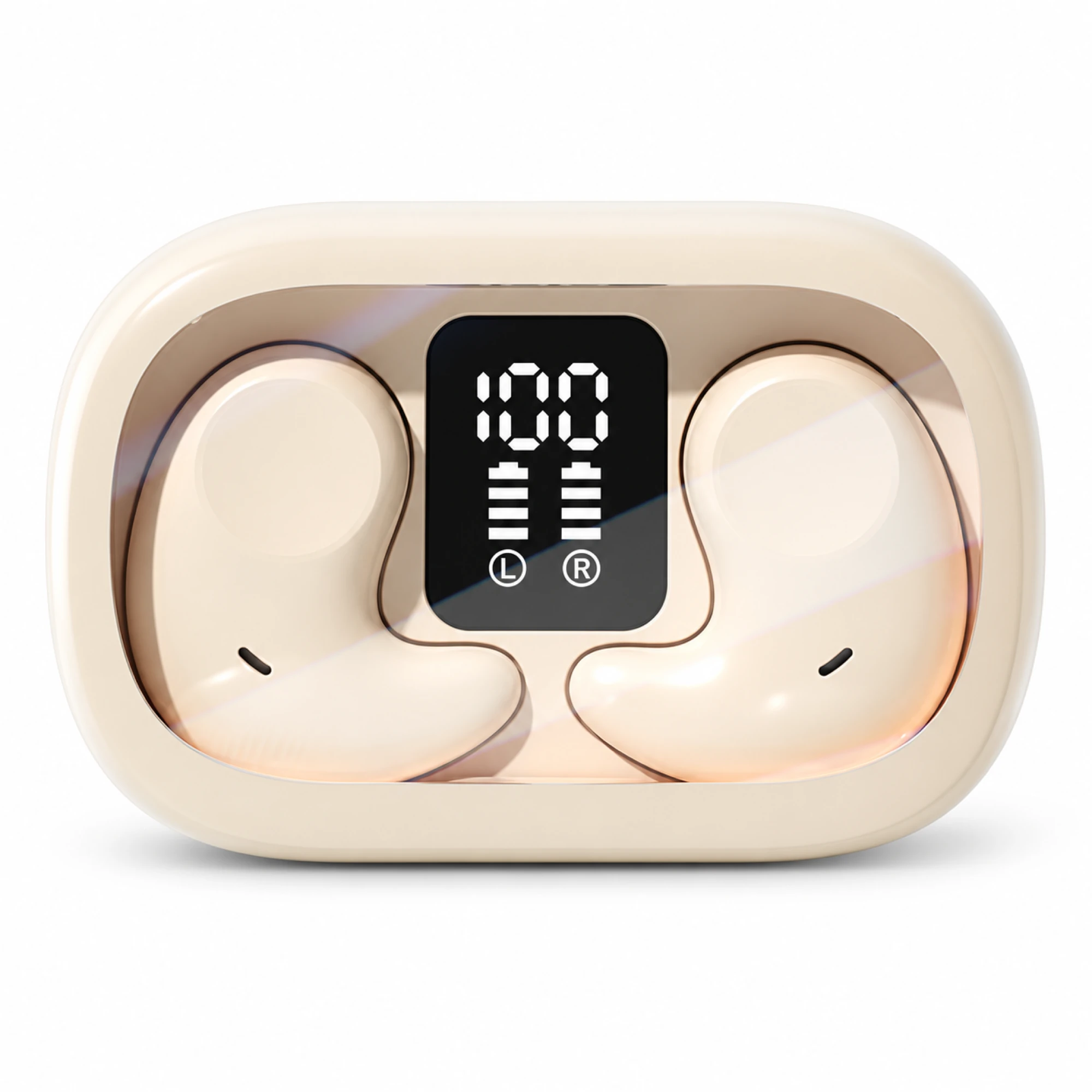 CREAM BEAN-SHAPED SLEEP EARBUDS photo