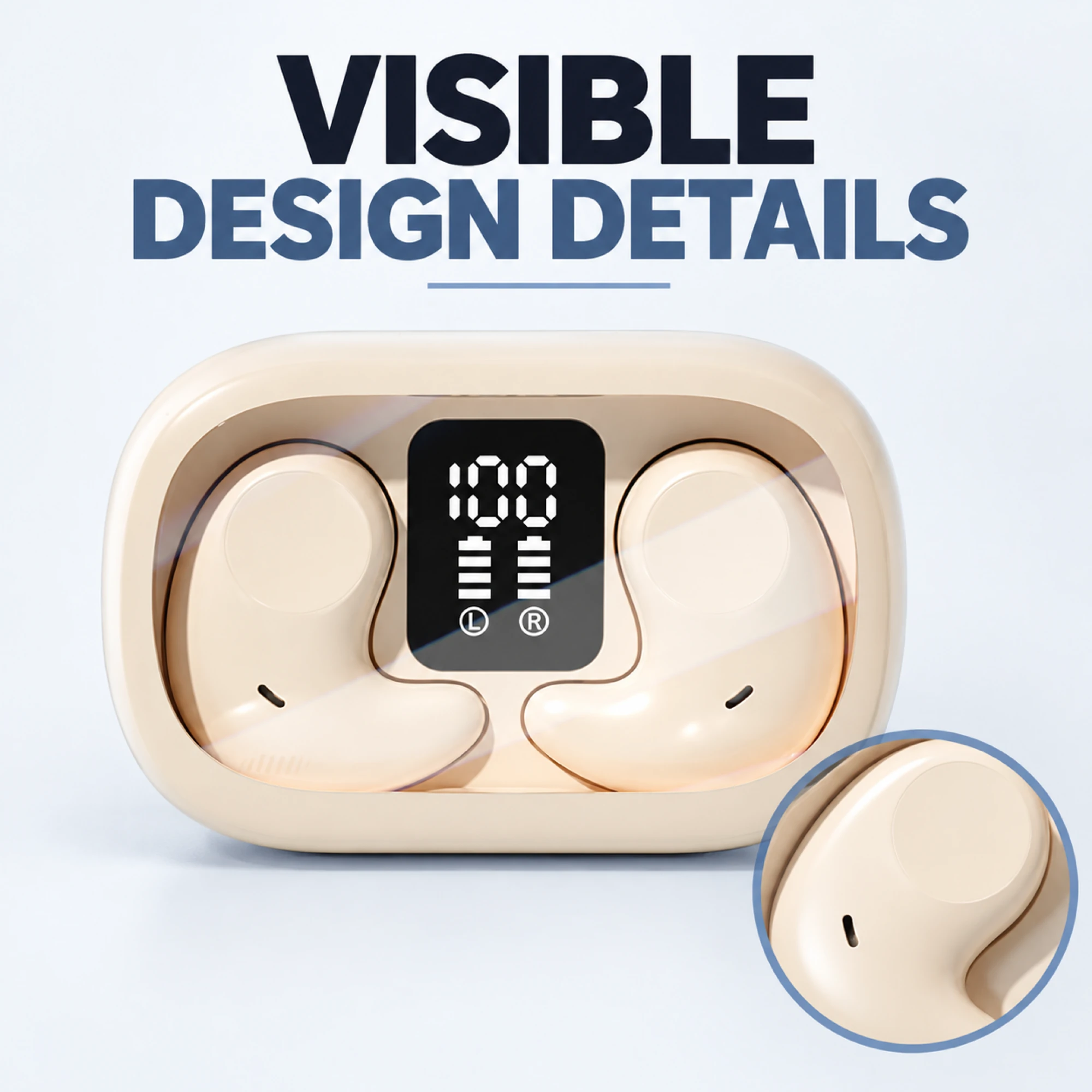 Cream Bean-Shaped Sleep Earbuds — surface detail