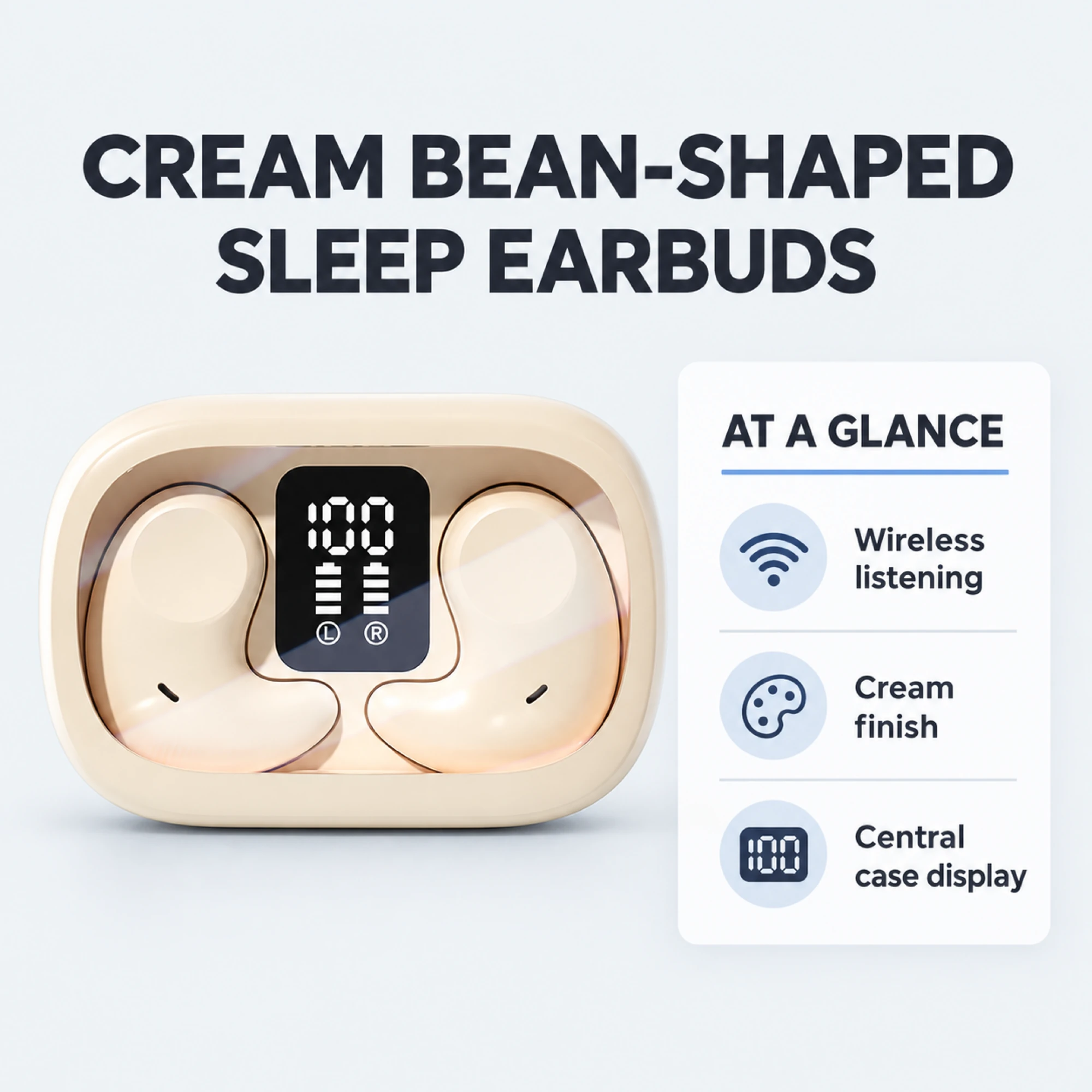 Cream Bean-Shaped Sleep Earbuds — at a glance