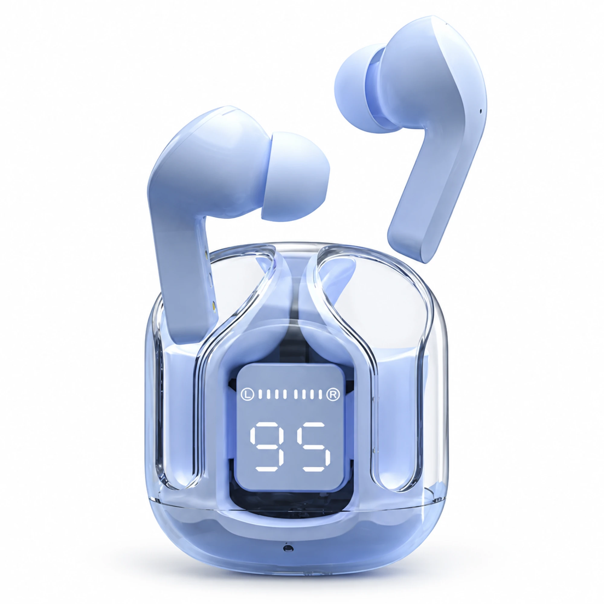 Clear Blue Display-Case Translation Earbuds