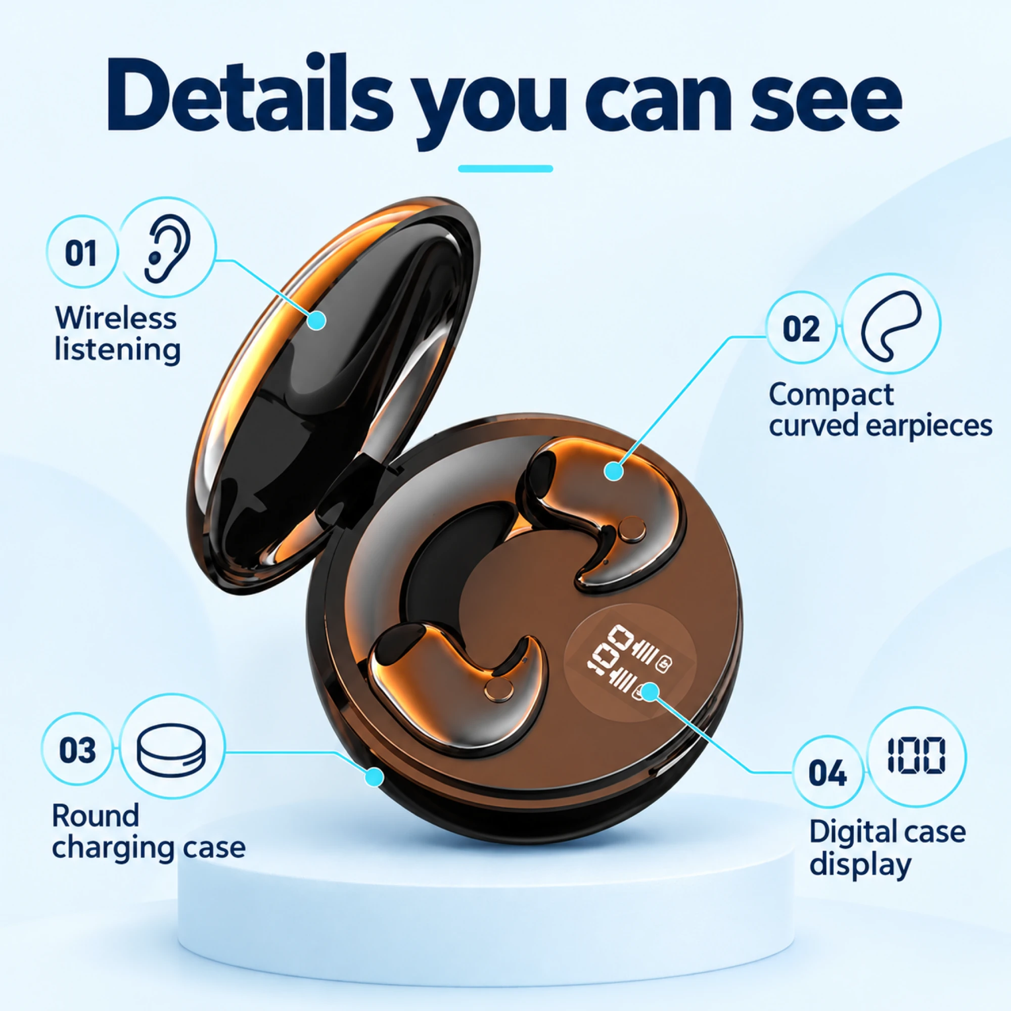 Bronze Crescent Wireless Earbuds — alternate view