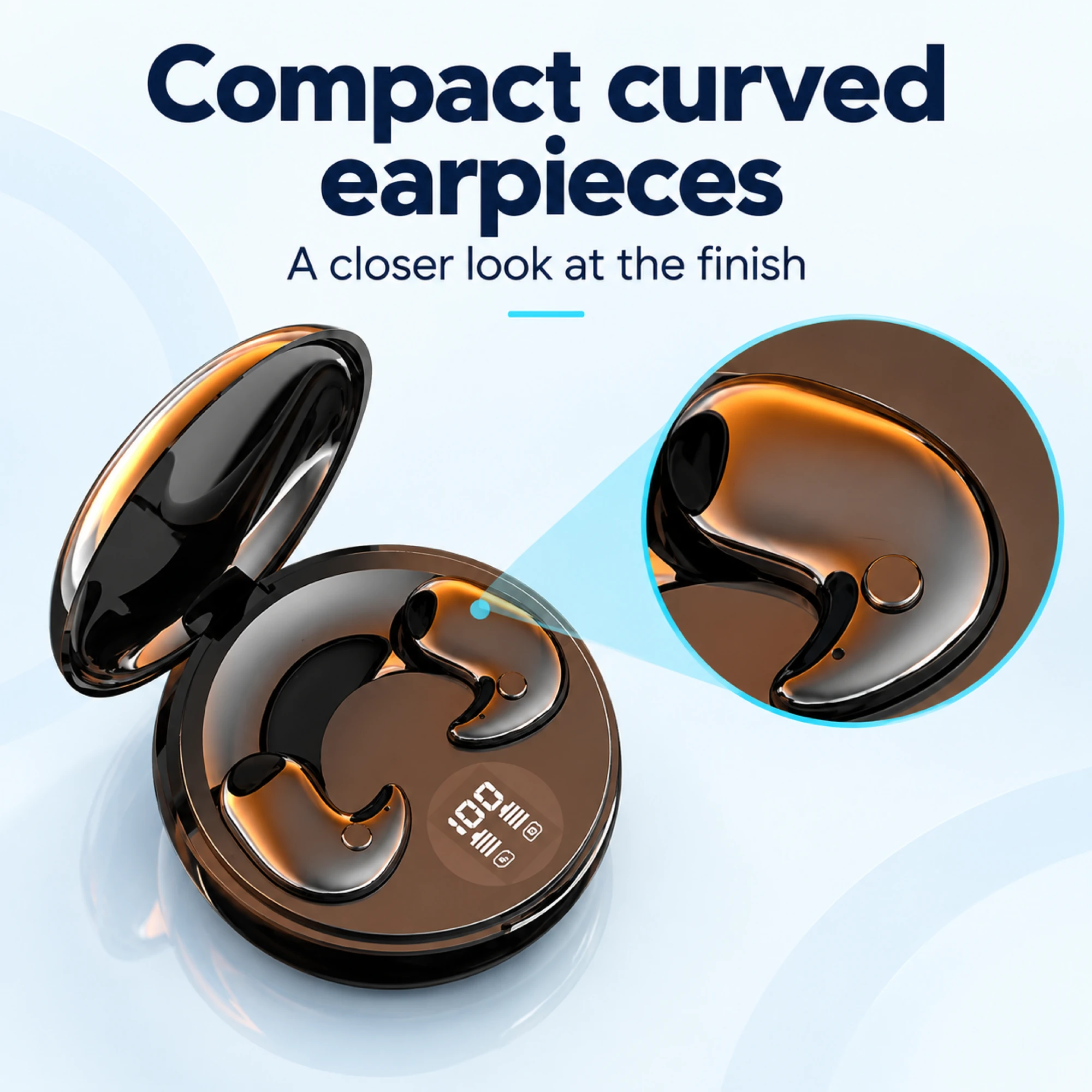 Bronze Crescent Wireless Earbuds — surface detail