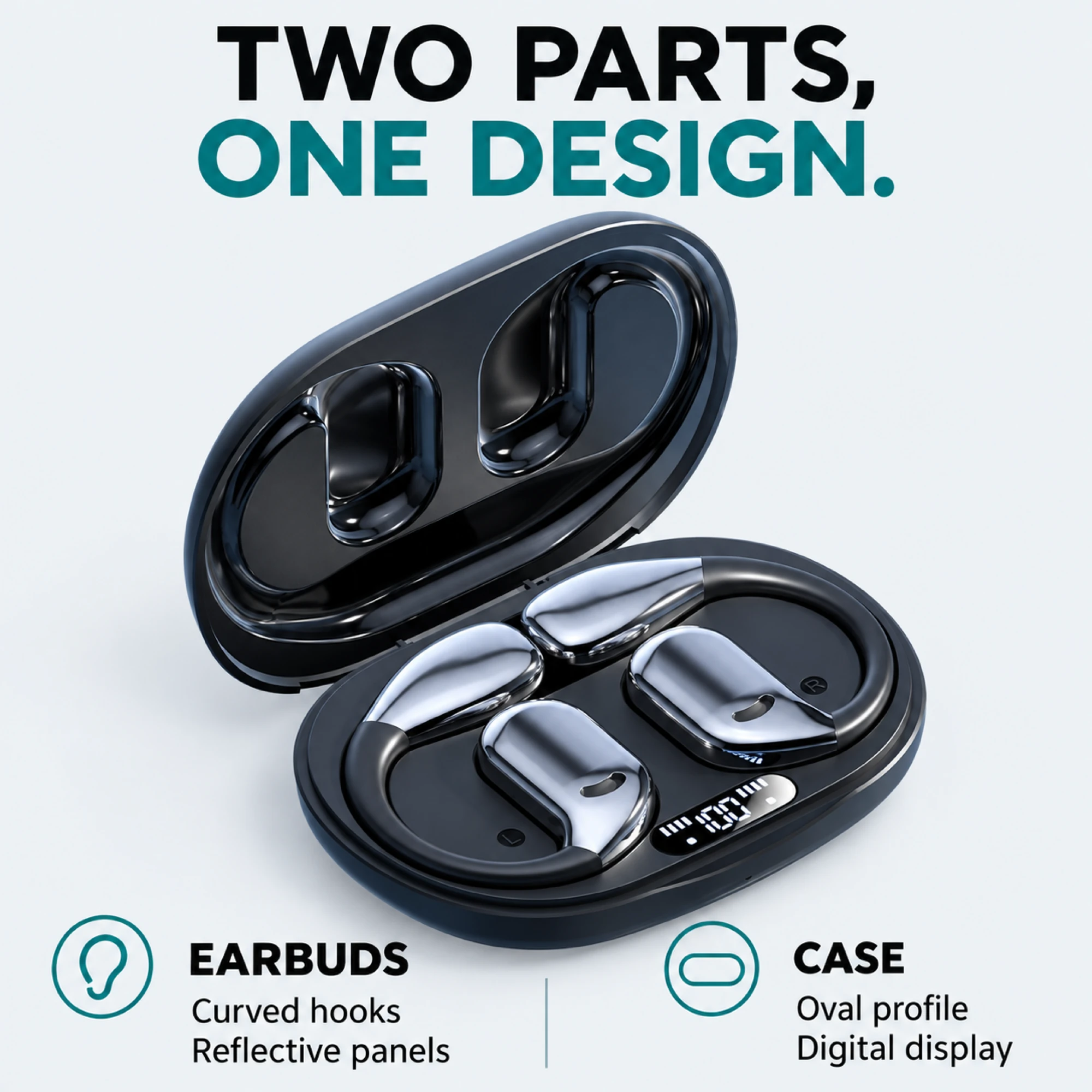 M75 Mirror Panel Translation Earbuds — design details