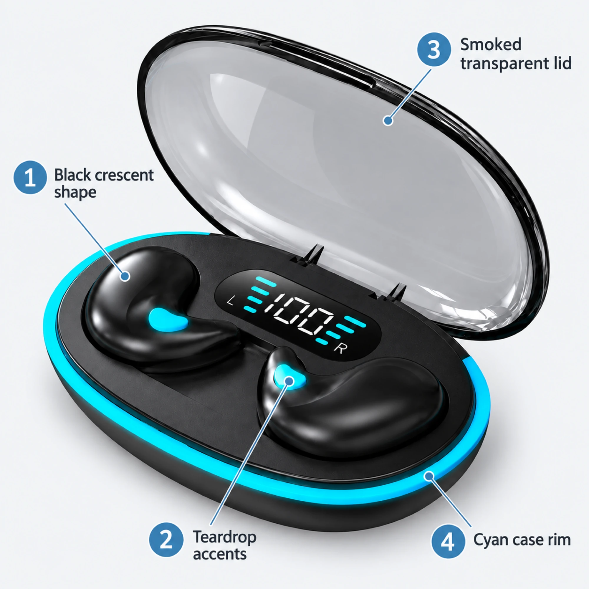 X55 Black Crescent Sleep Earbuds — alternate view