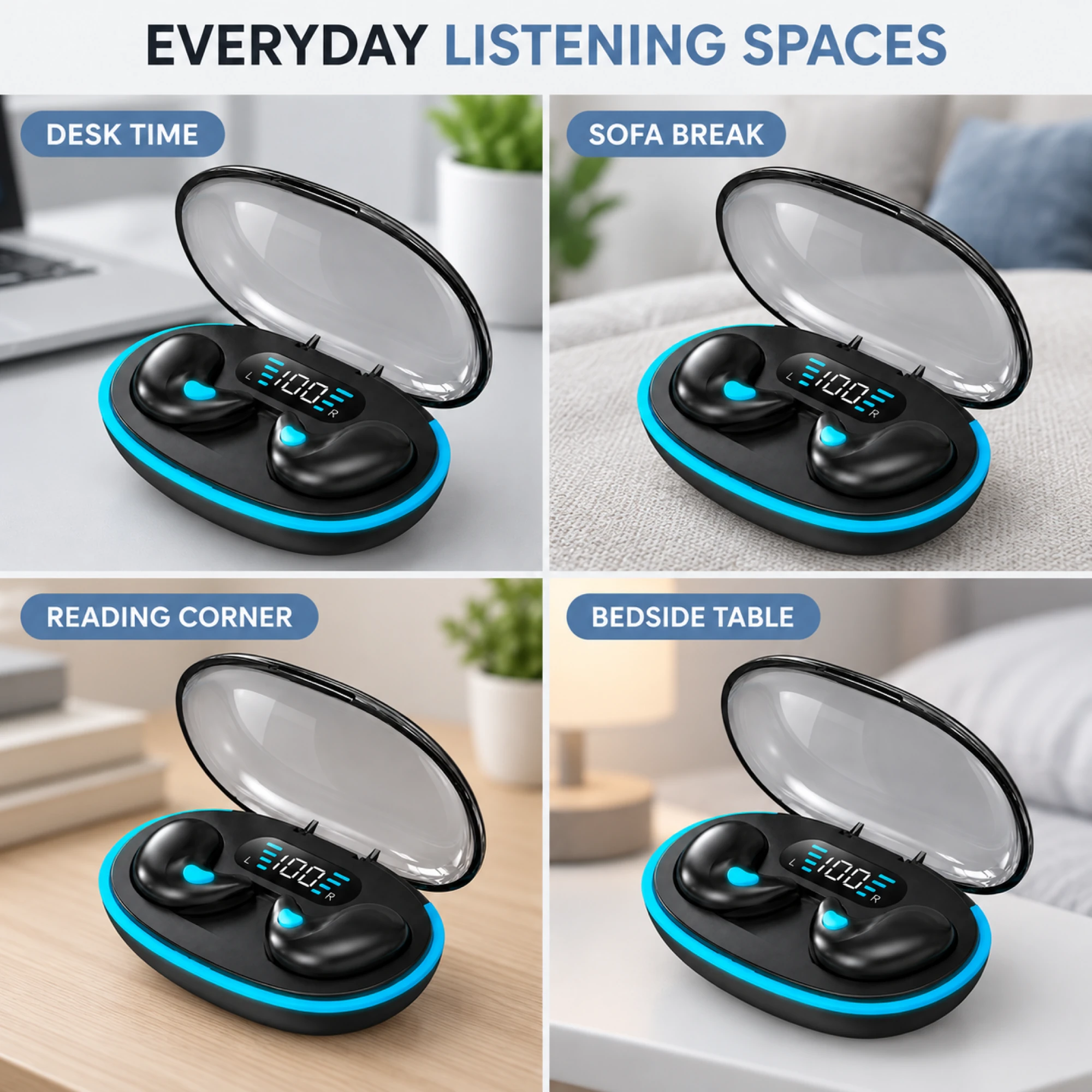 X55 Black Crescent Sleep Earbuds — lifestyle