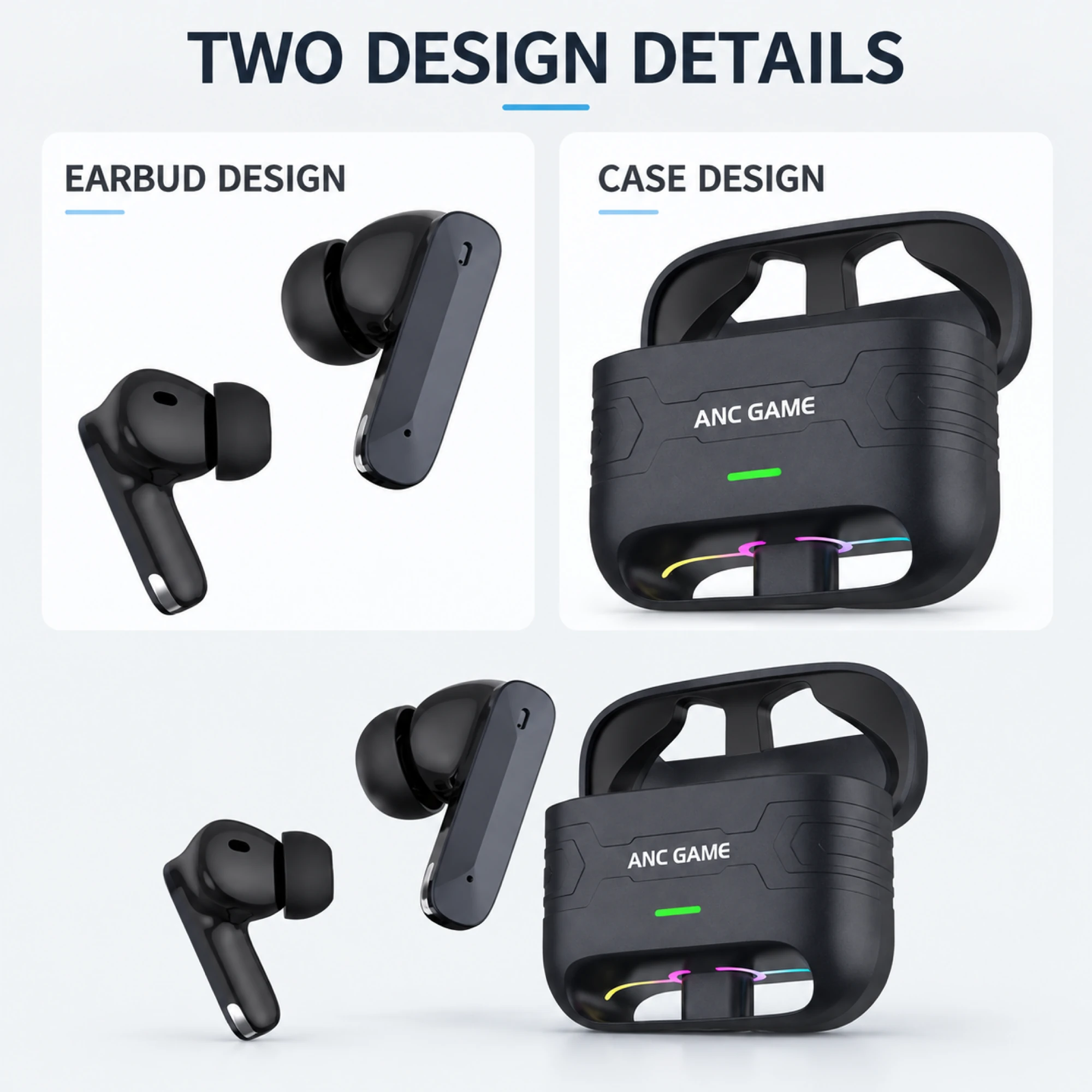 Mi9 Black ANC Earbuds with Open-Frame Case — design details