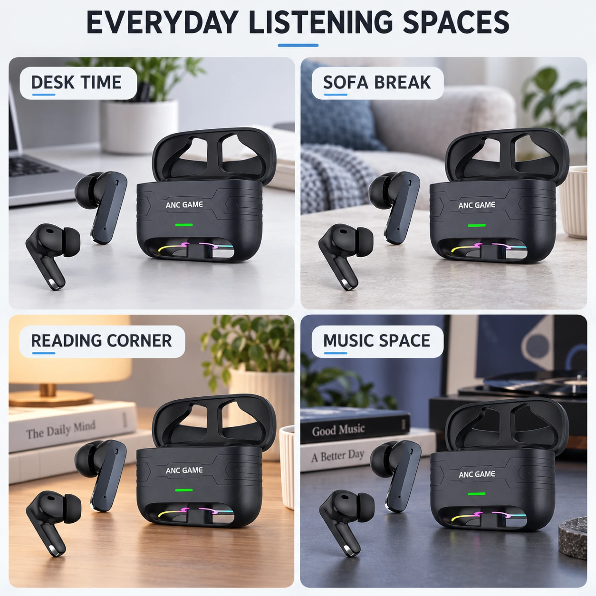 Mi9 Black ANC Earbuds with Open-Frame Case — lifestyle