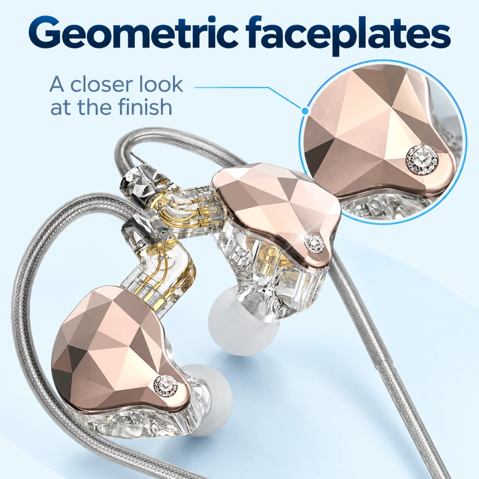 X4 Pro Geometric Faceplate In-Ear Monitors — surface detail