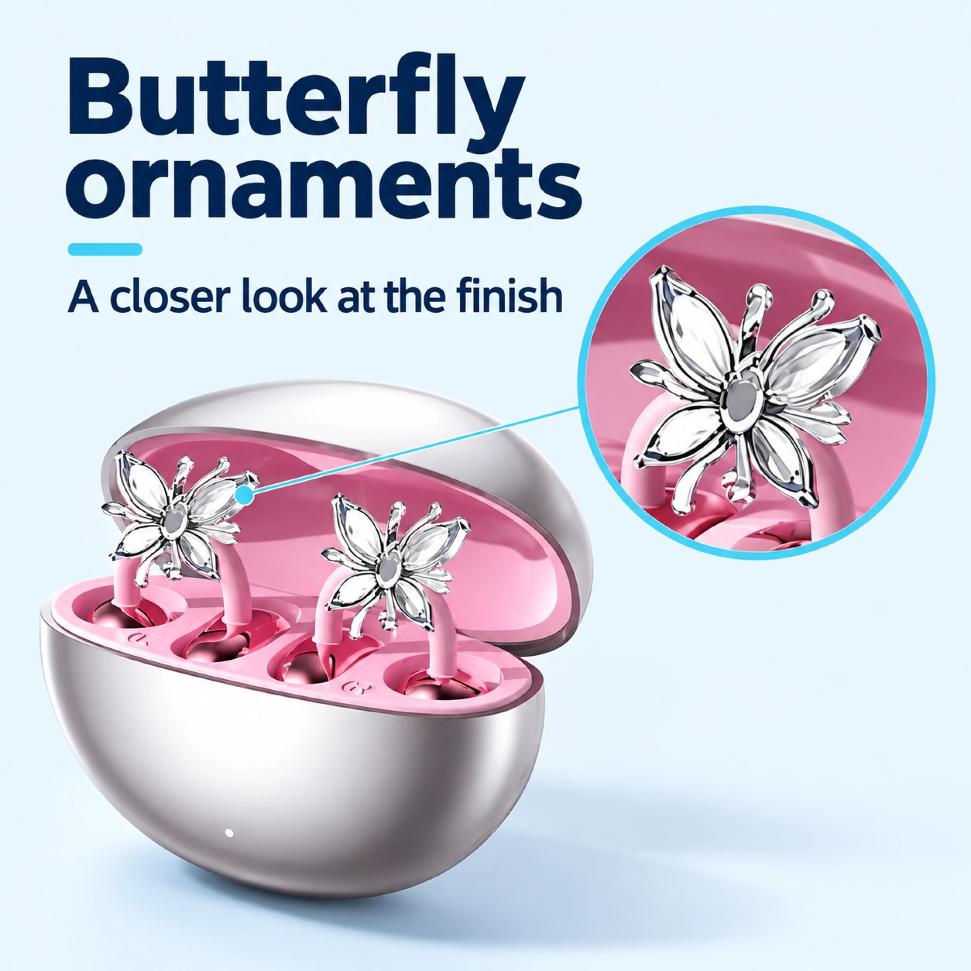 Pink Butterfly Clip-On Earbuds — surface detail