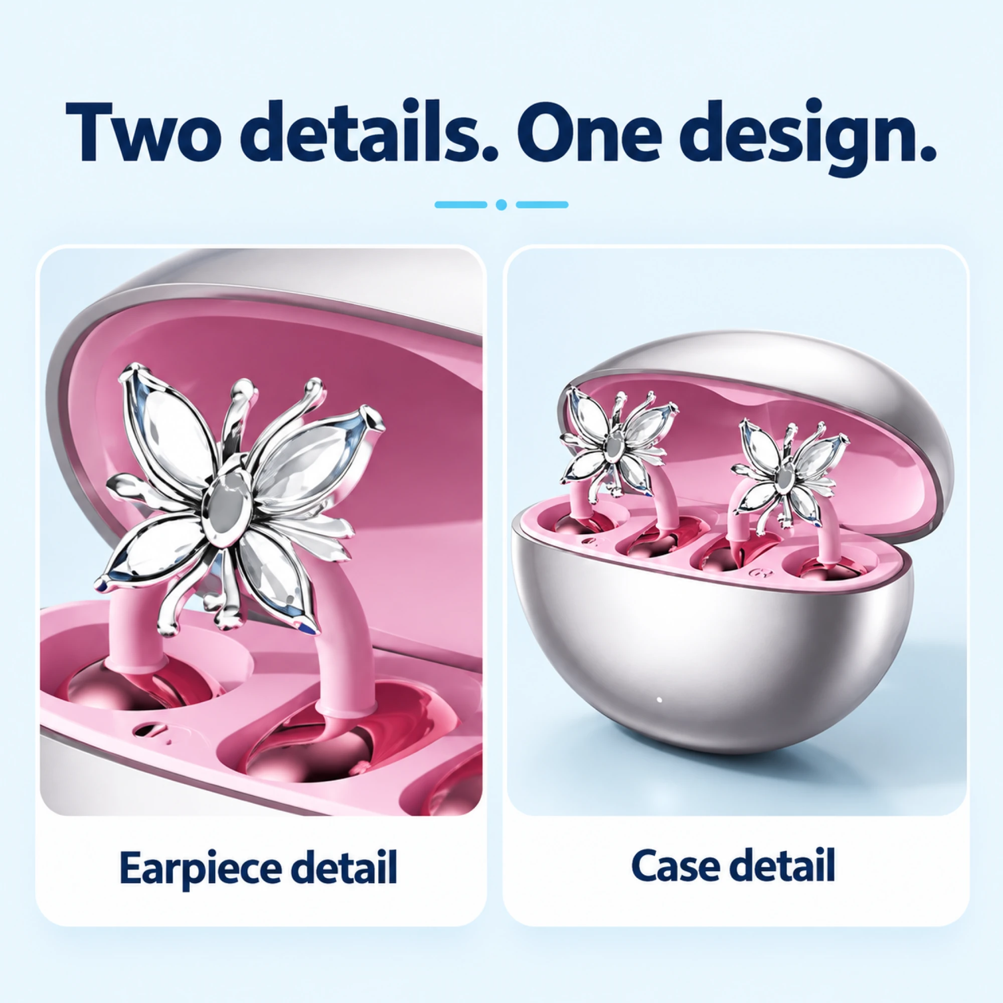 Pink Butterfly Clip-On Earbuds — design details