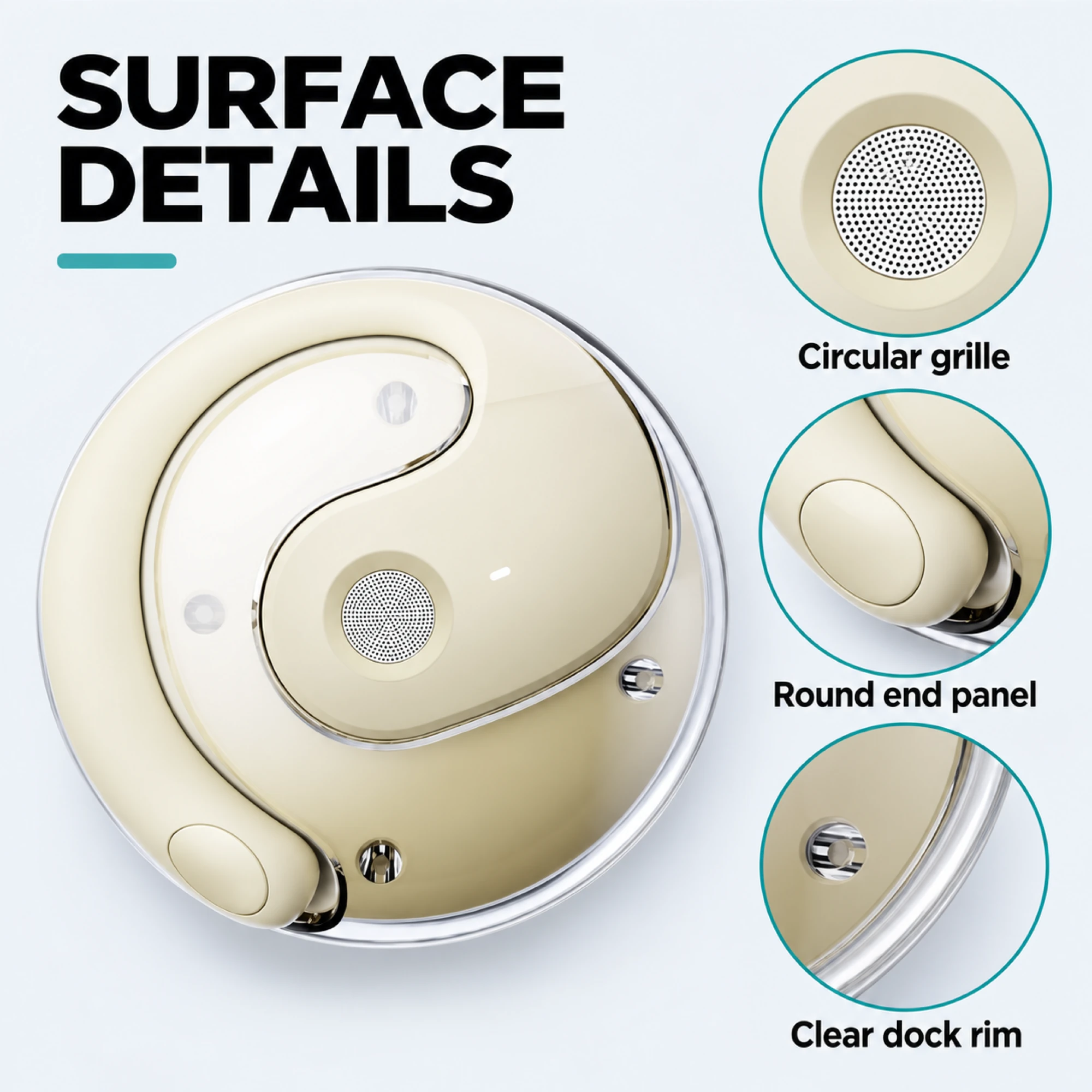 Cream Curve Translation Earpiece — surface detail