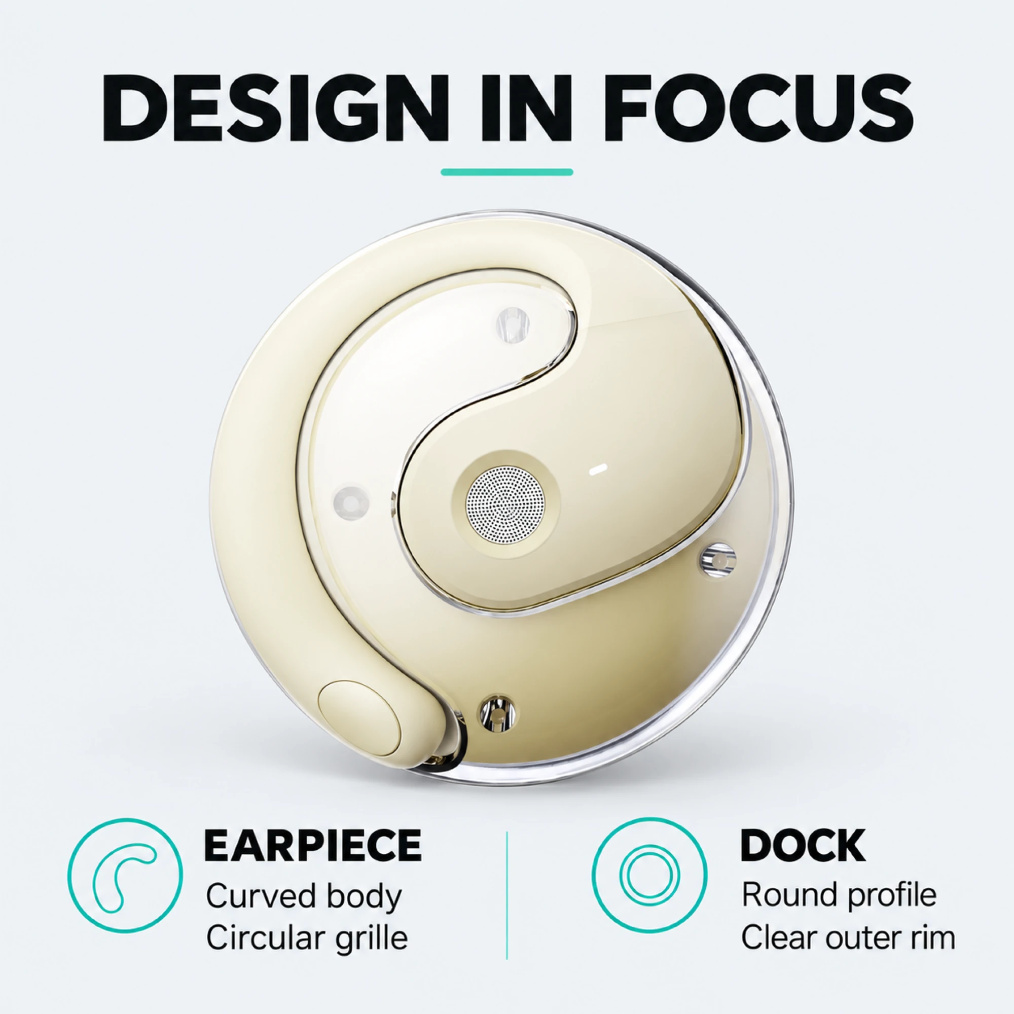 Cream Curve Translation Earpiece — design details
