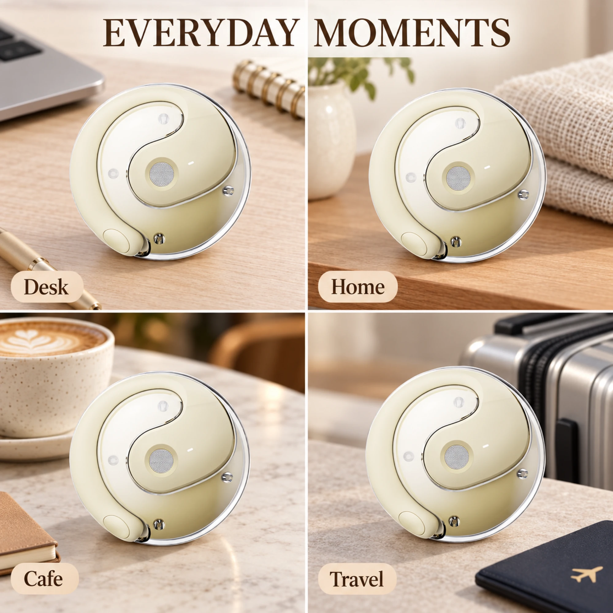 Cream Curve Translation Earpiece — lifestyle