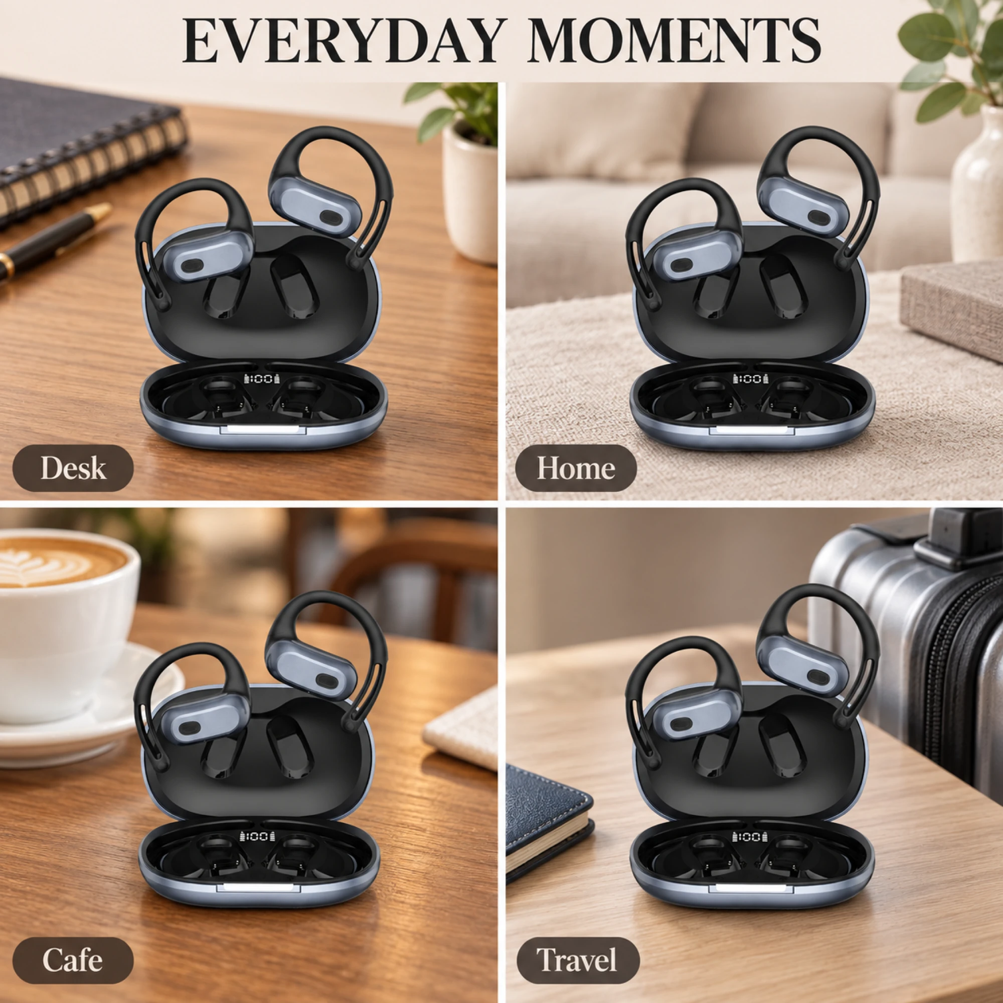 Slate Slotted-Hook Open-Ear Earbuds — lifestyle