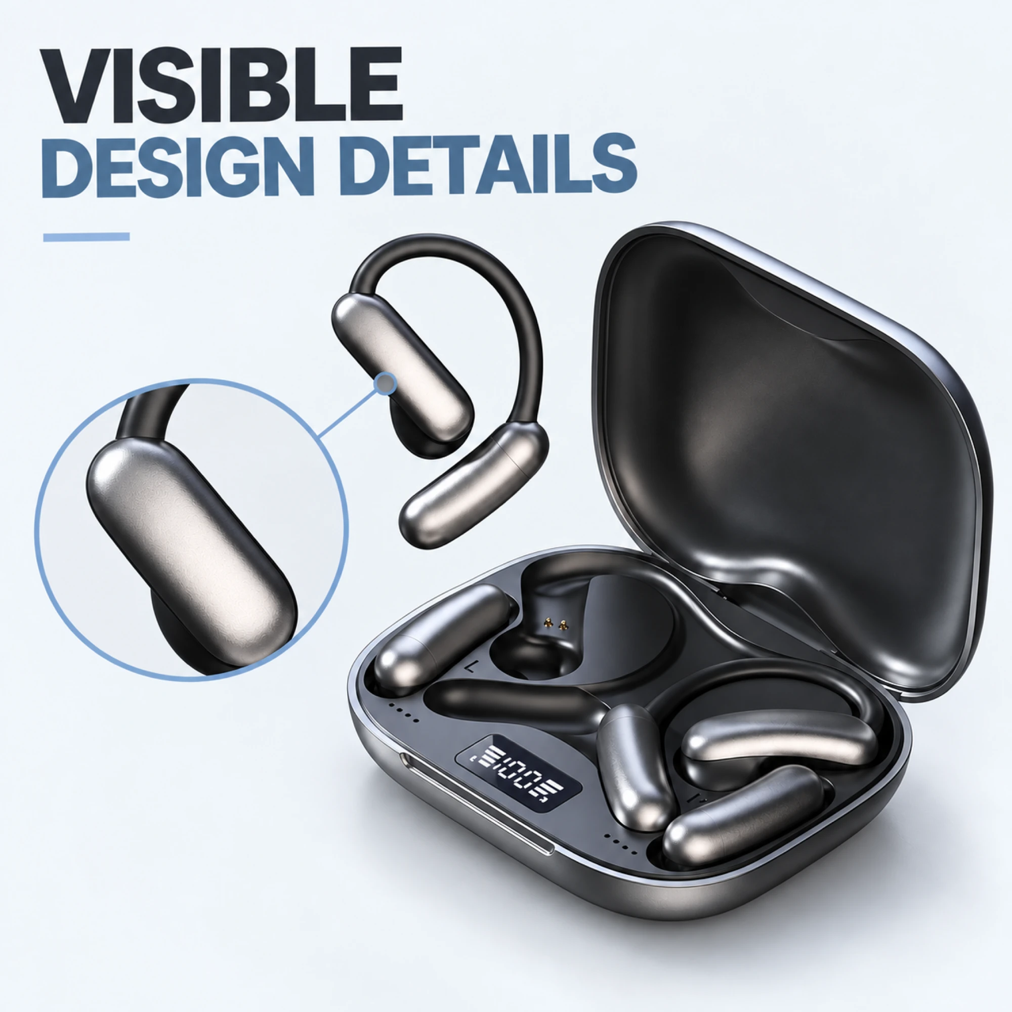 M143 Capsule-Hook Translation Earbuds — surface detail