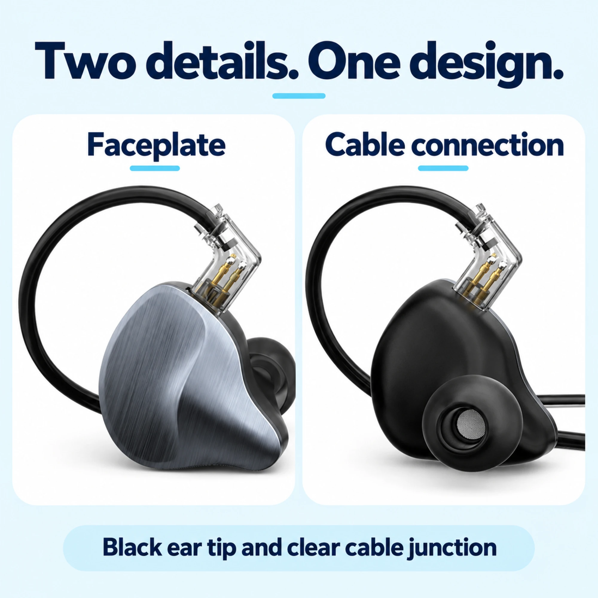 Brushed Gray Two-Pin In-Ear Monitors — design details