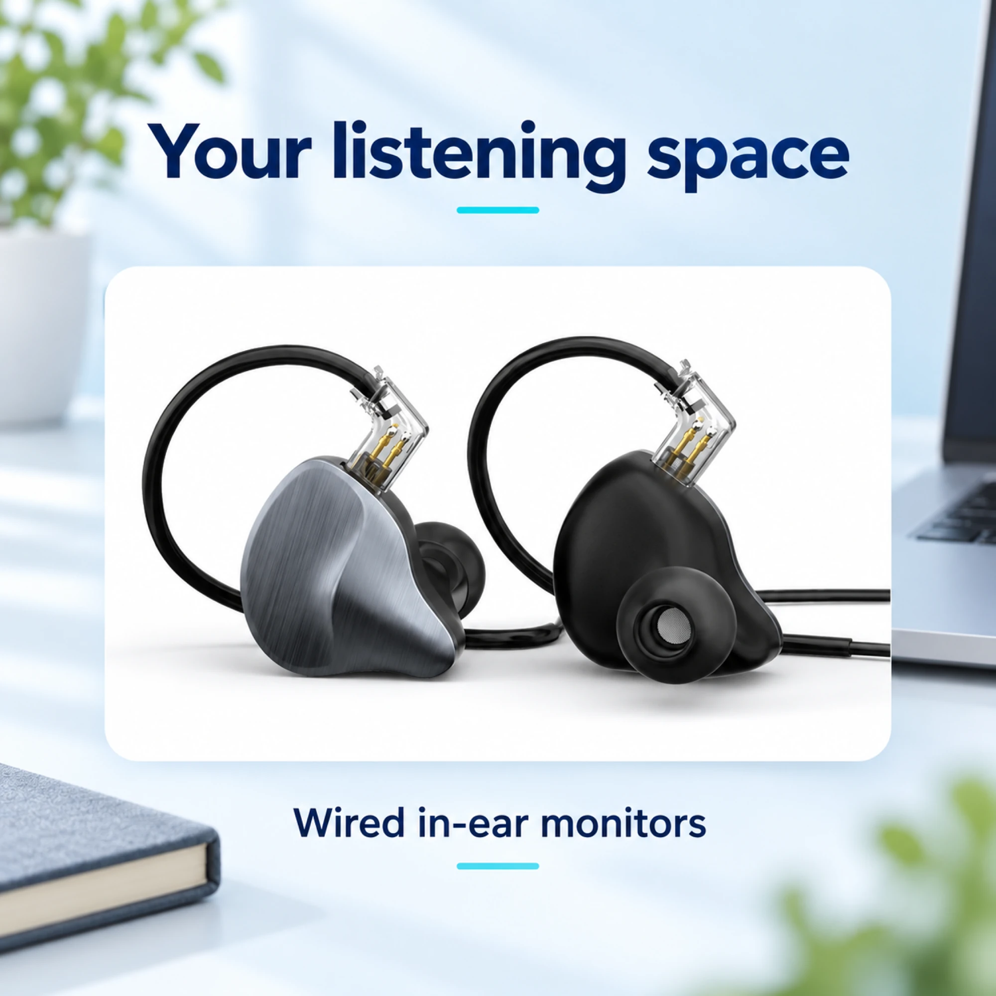Brushed Gray Two-Pin In-Ear Monitors — lifestyle