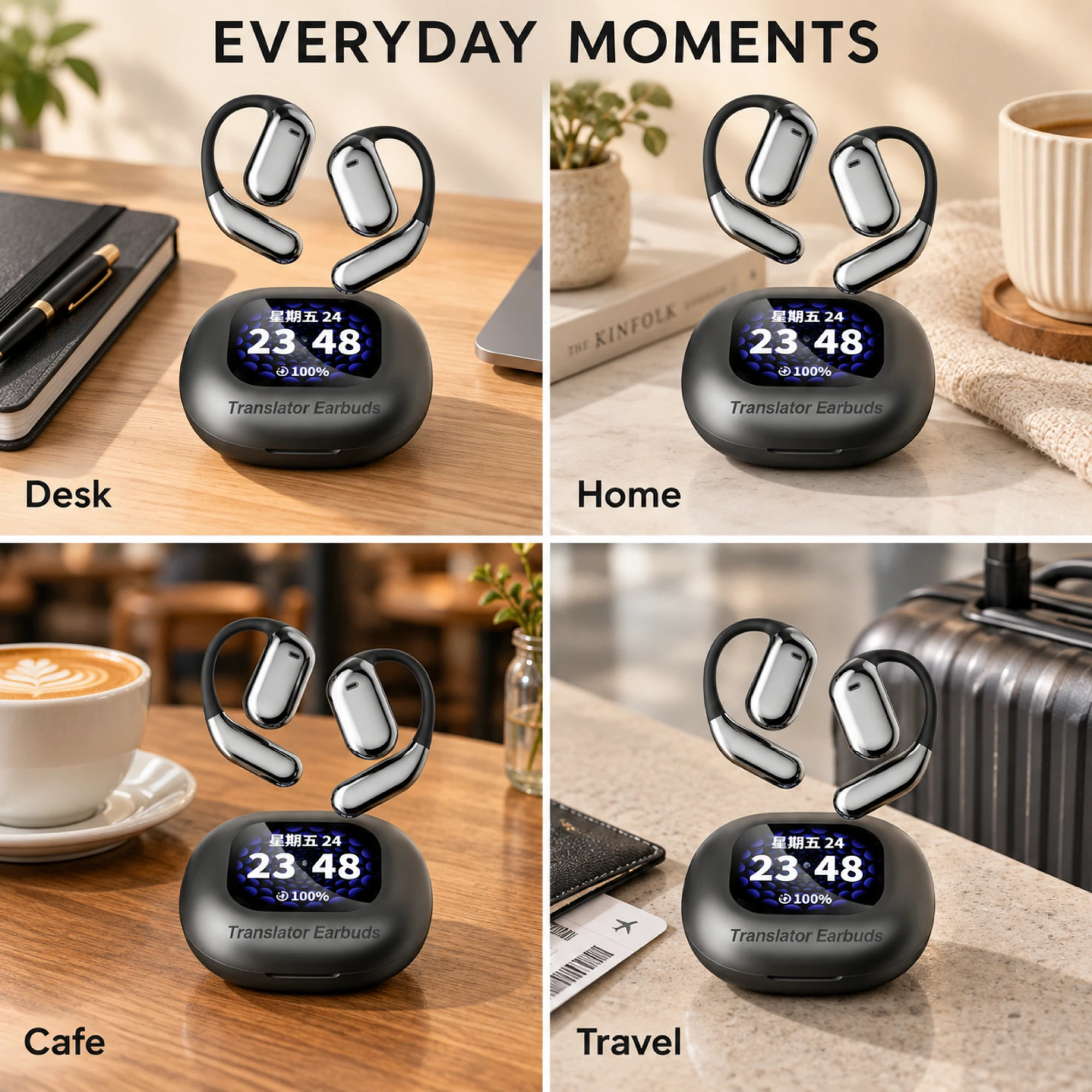 Silver Capsule Clock-Case Translation Earbuds — lifestyle