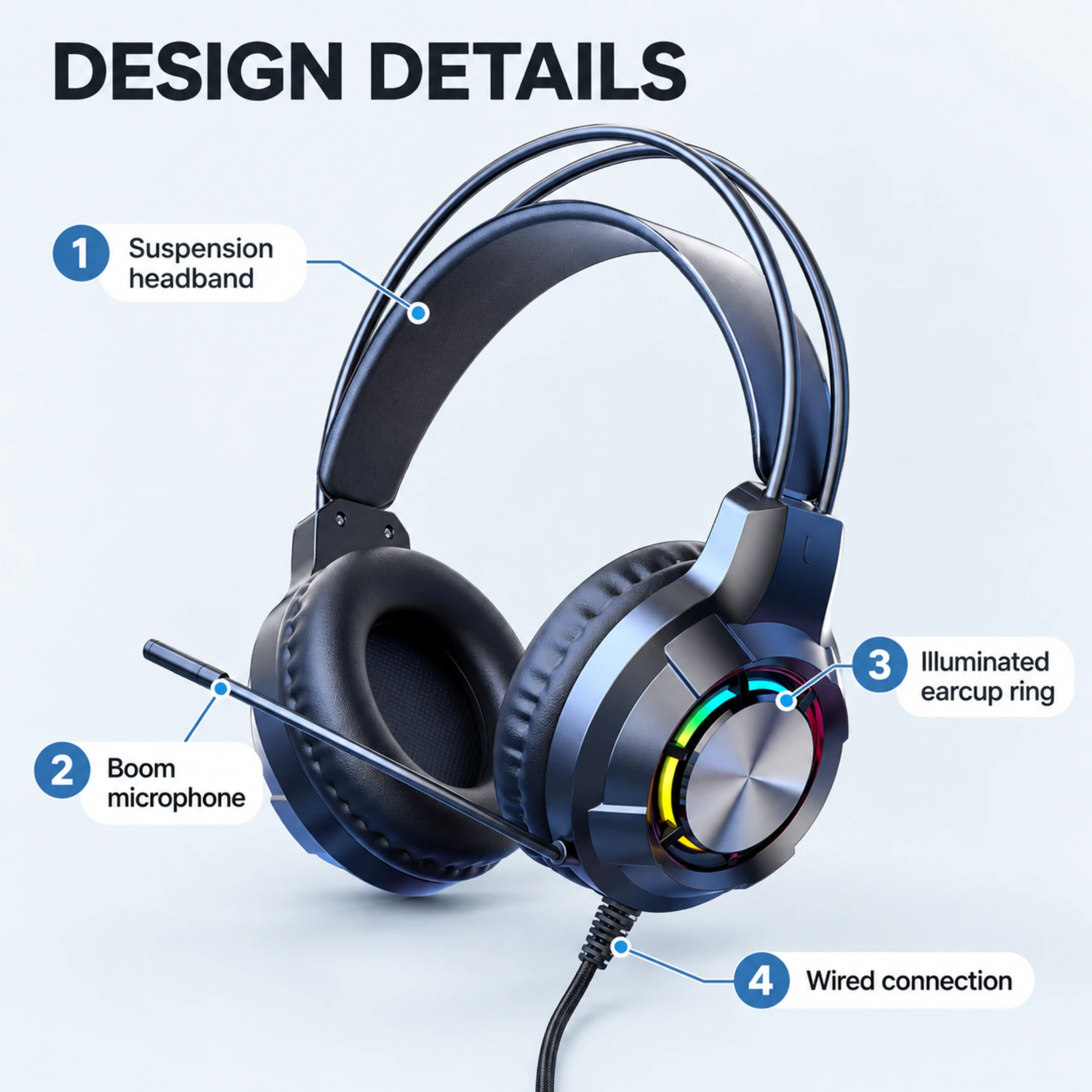 Wired Gaming Headset with Suspension Headband — alternate view