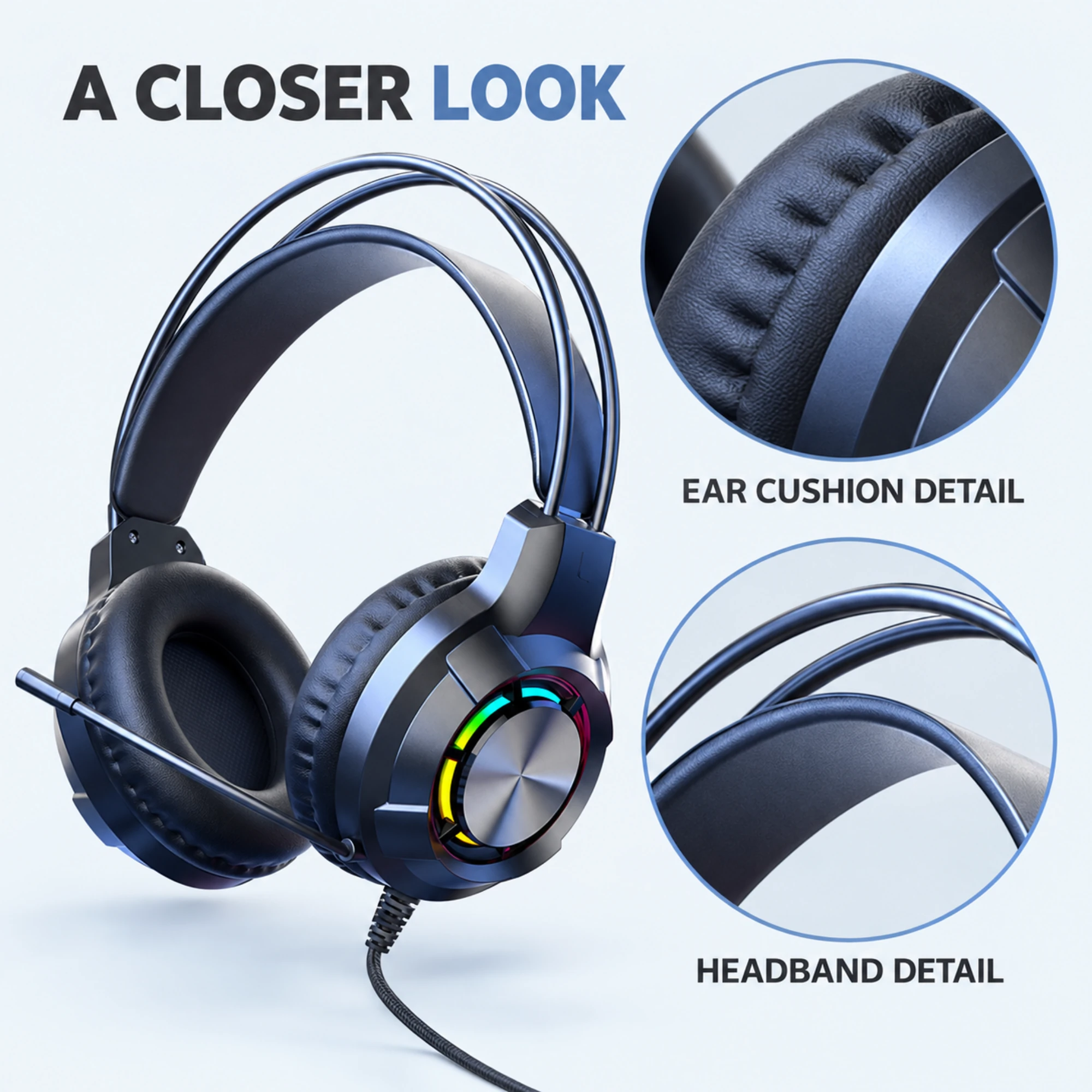 Wired Gaming Headset with Suspension Headband — surface detail