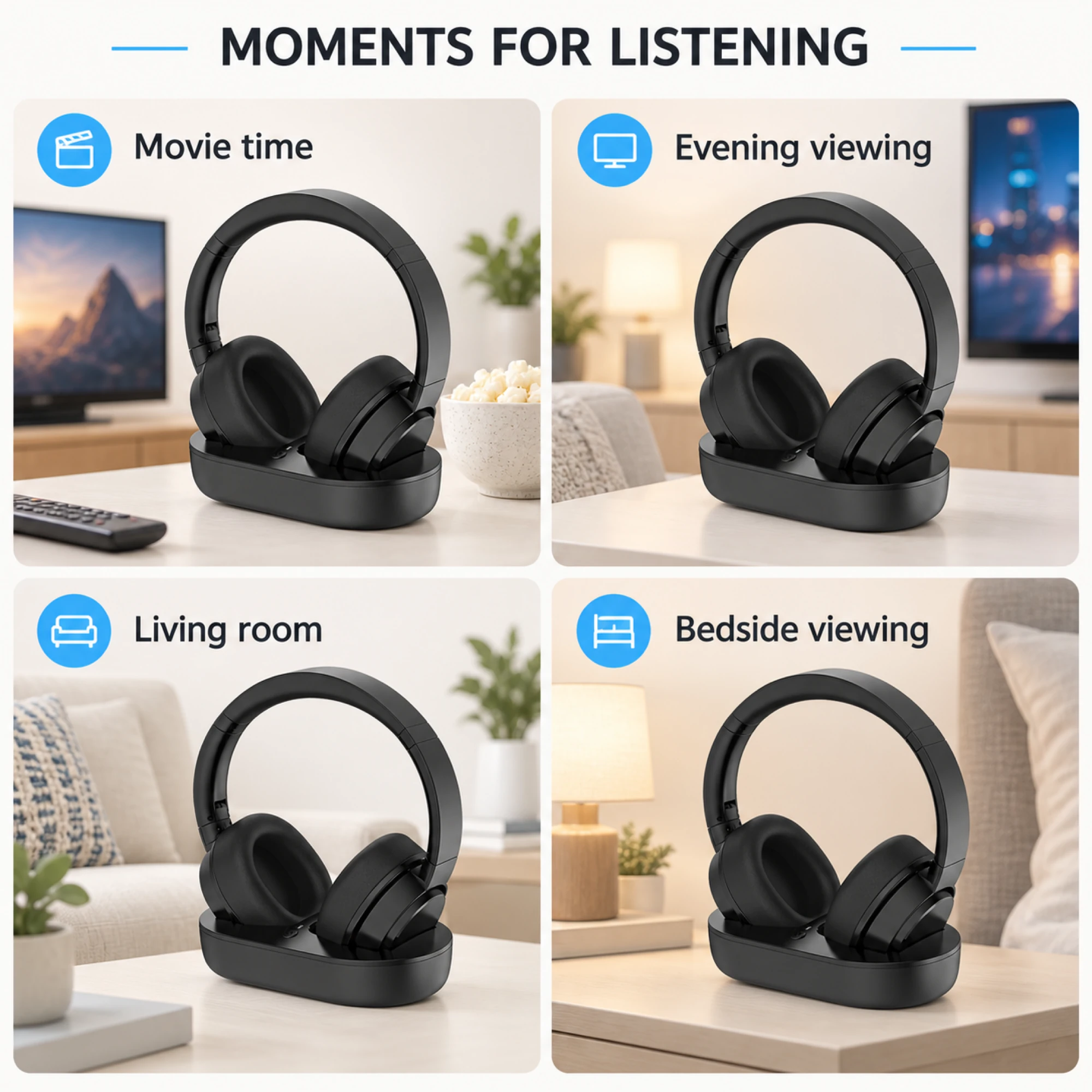 Wireless TV Headphones with Transmitter Base — lifestyle