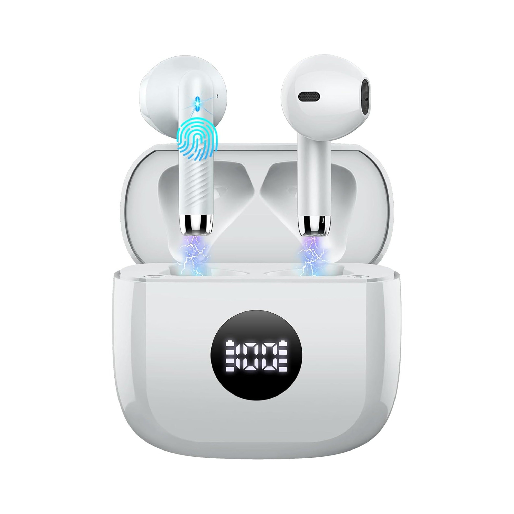 EARSOLE LED Display Wireless Earbuds Series 138 pure white background main product photo