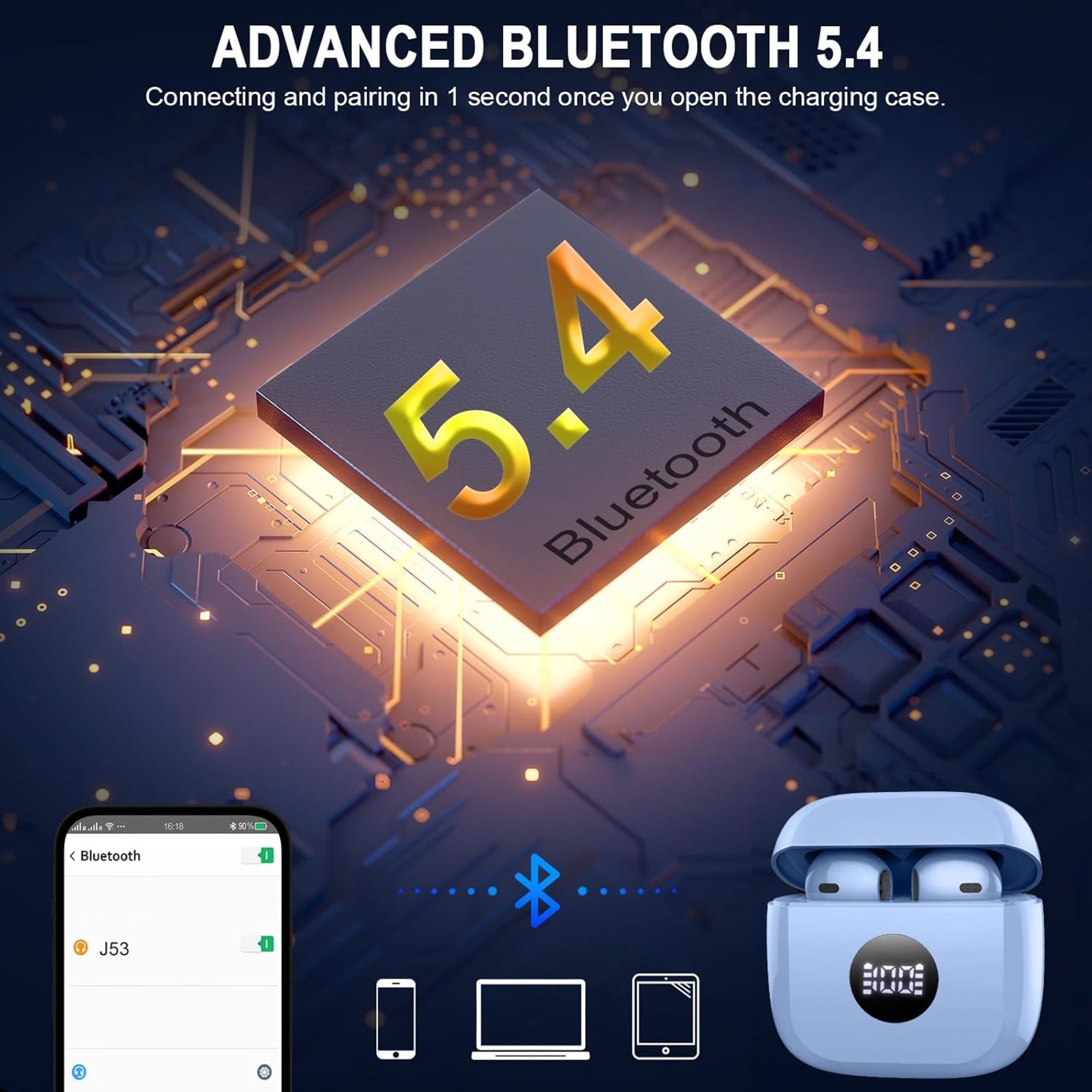 EARSOLE LED Display Wireless Earbuds Series 146 — alternate view