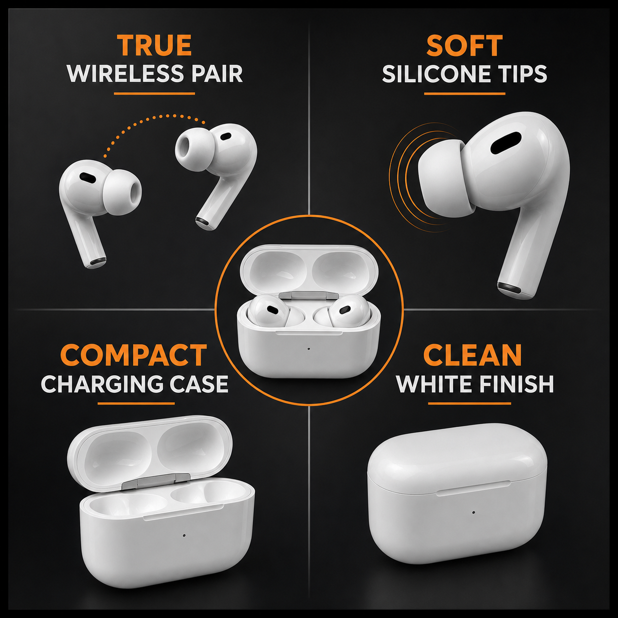 EARSOLE Core White In-Ear Wireless Earbuds with Charging Case — alternate view