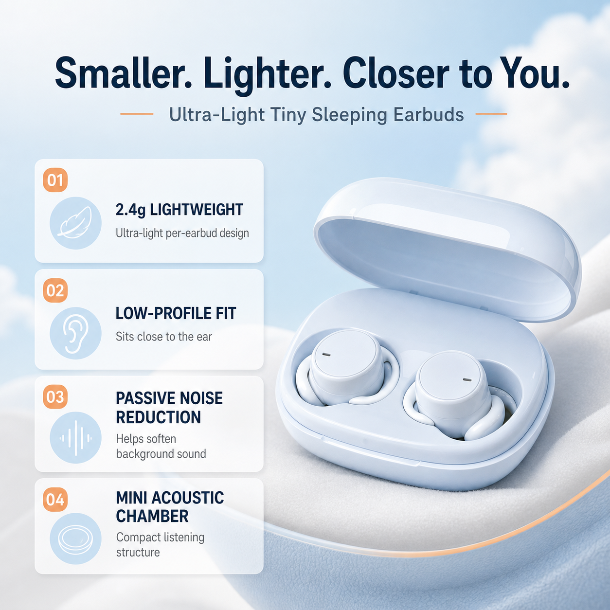 EARSOLE 2.4g Mini Sleeping Earbuds for Side Sleepers — alternate view