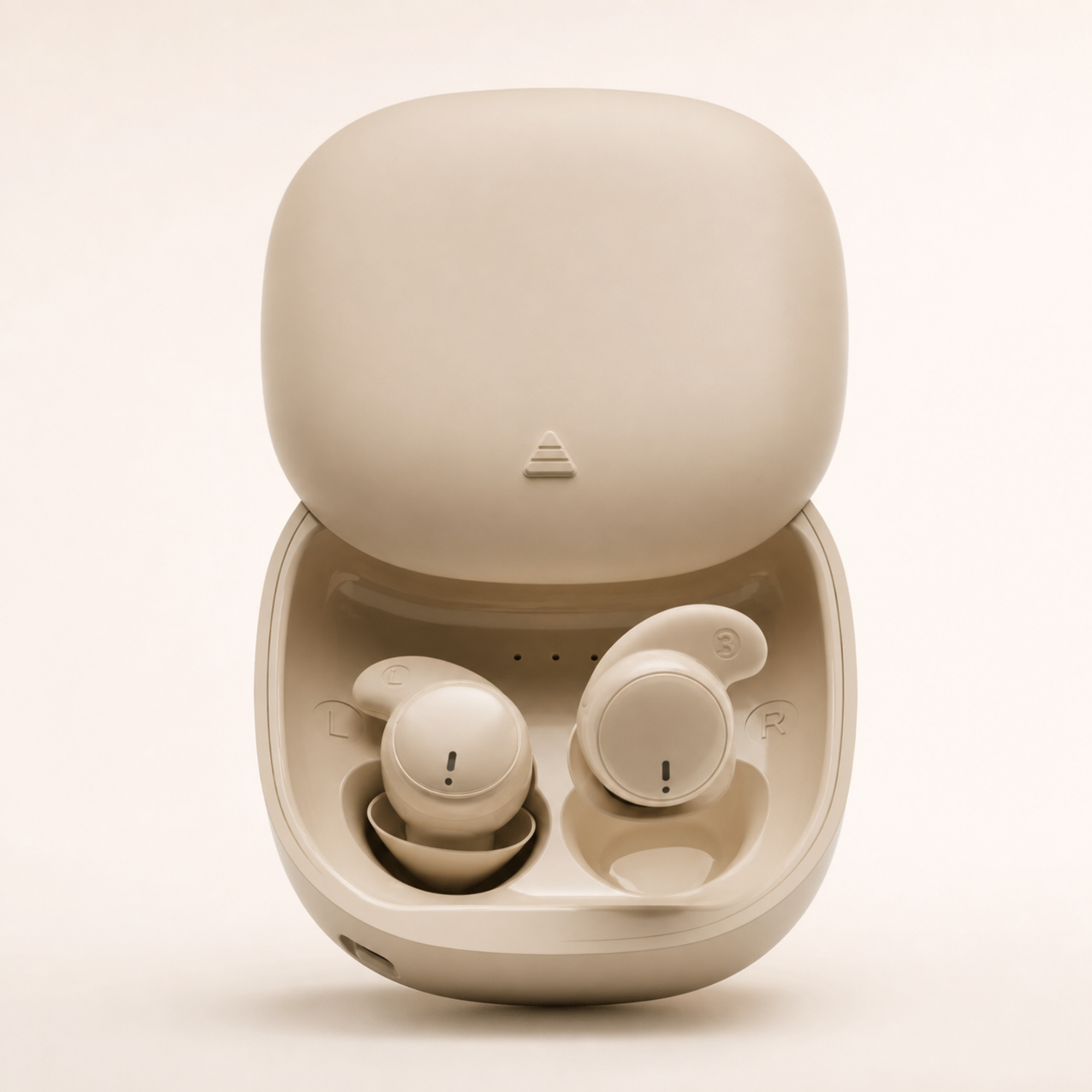 EARSOLE MY-20 Mocha Beige sleeping earbuds and charging case