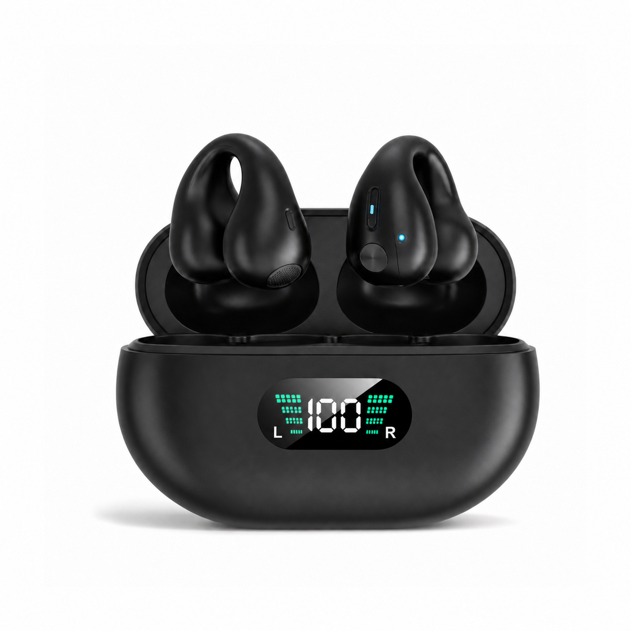 EARSOLE Open-Ear LED Clip-On Earbuds and charging case