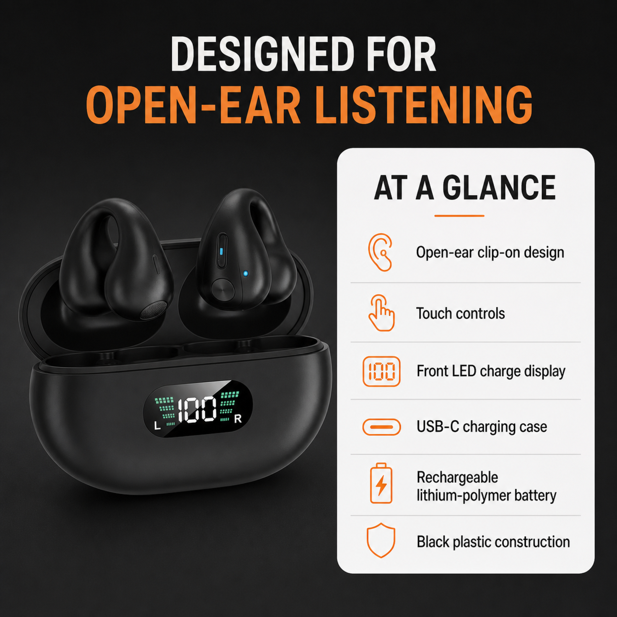 EARSOLE open-ear wireless earbuds specifications