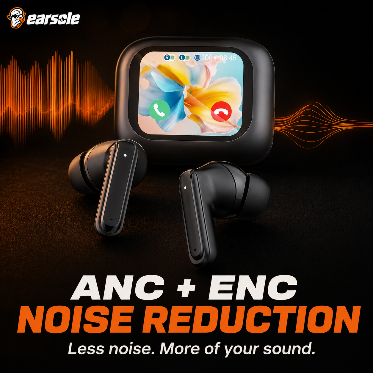 ANC and ENC noise cancelling wireless earbuds