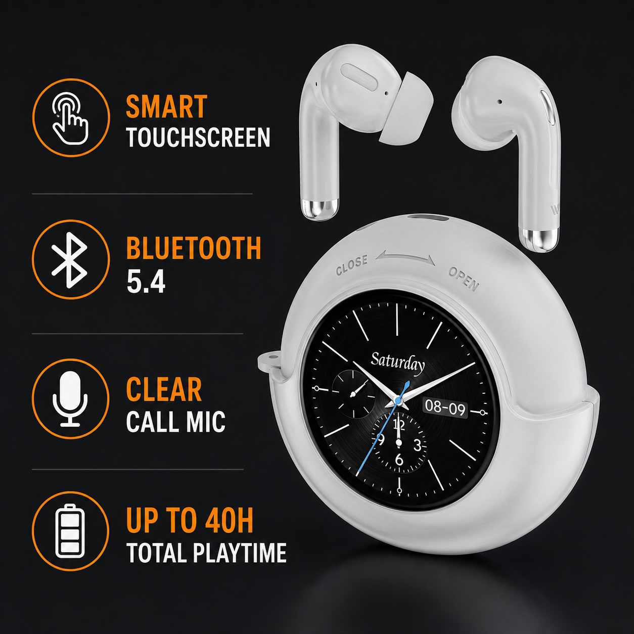 EARSOLE Smart Touchscreen Wireless Earbuds with Mic — alternate view