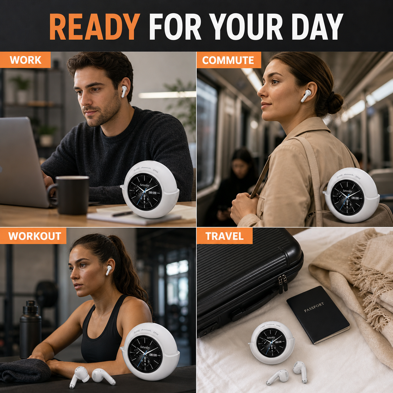 Smart wireless earbuds for work commute workout and travel