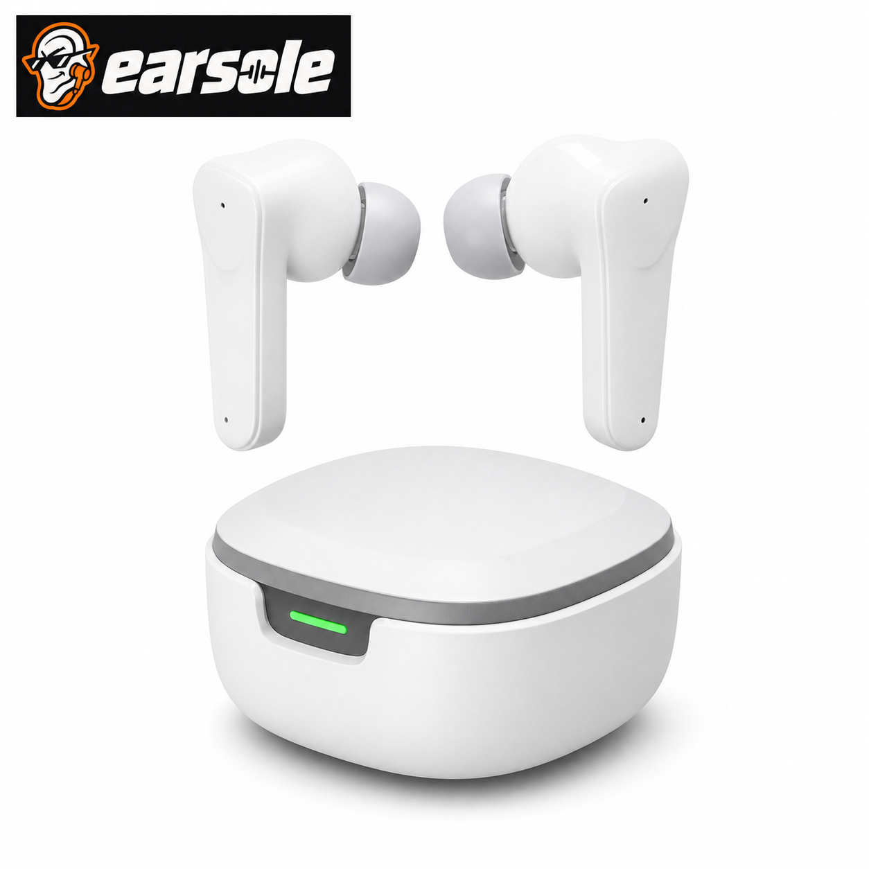 EARSOLE white wireless gaming earbuds with charging case