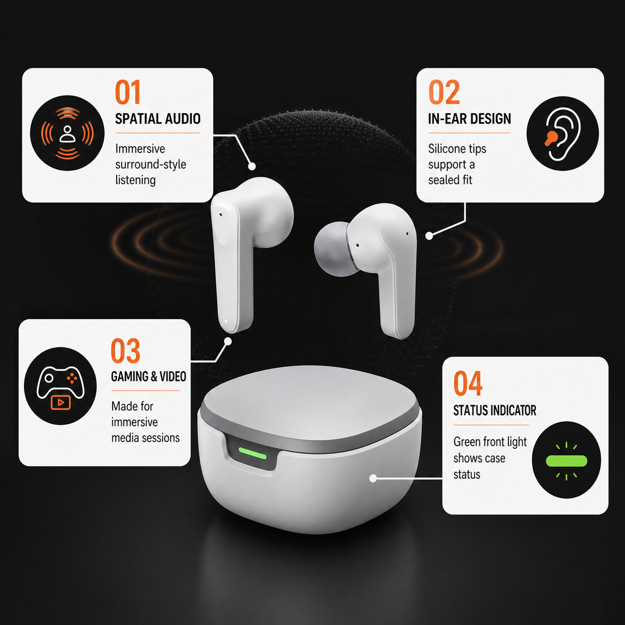 Features of EARSOLE wireless gaming earbuds