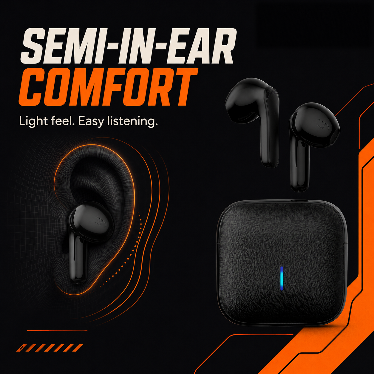 EARSOLE Wireless Earbuds – Semi-In-Ear Bluetooth Earbuds with Charging Case — alternate view